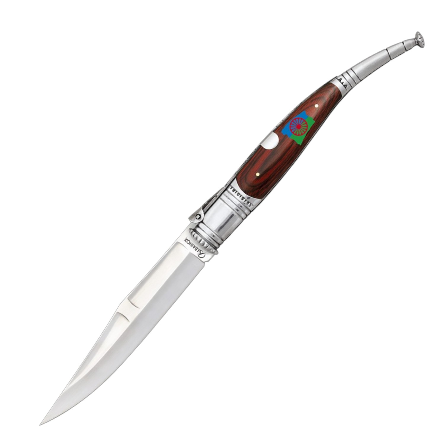 Navaja Serrana Carraca Albainox 15,4 cm Madera Roja Escudo Gitano