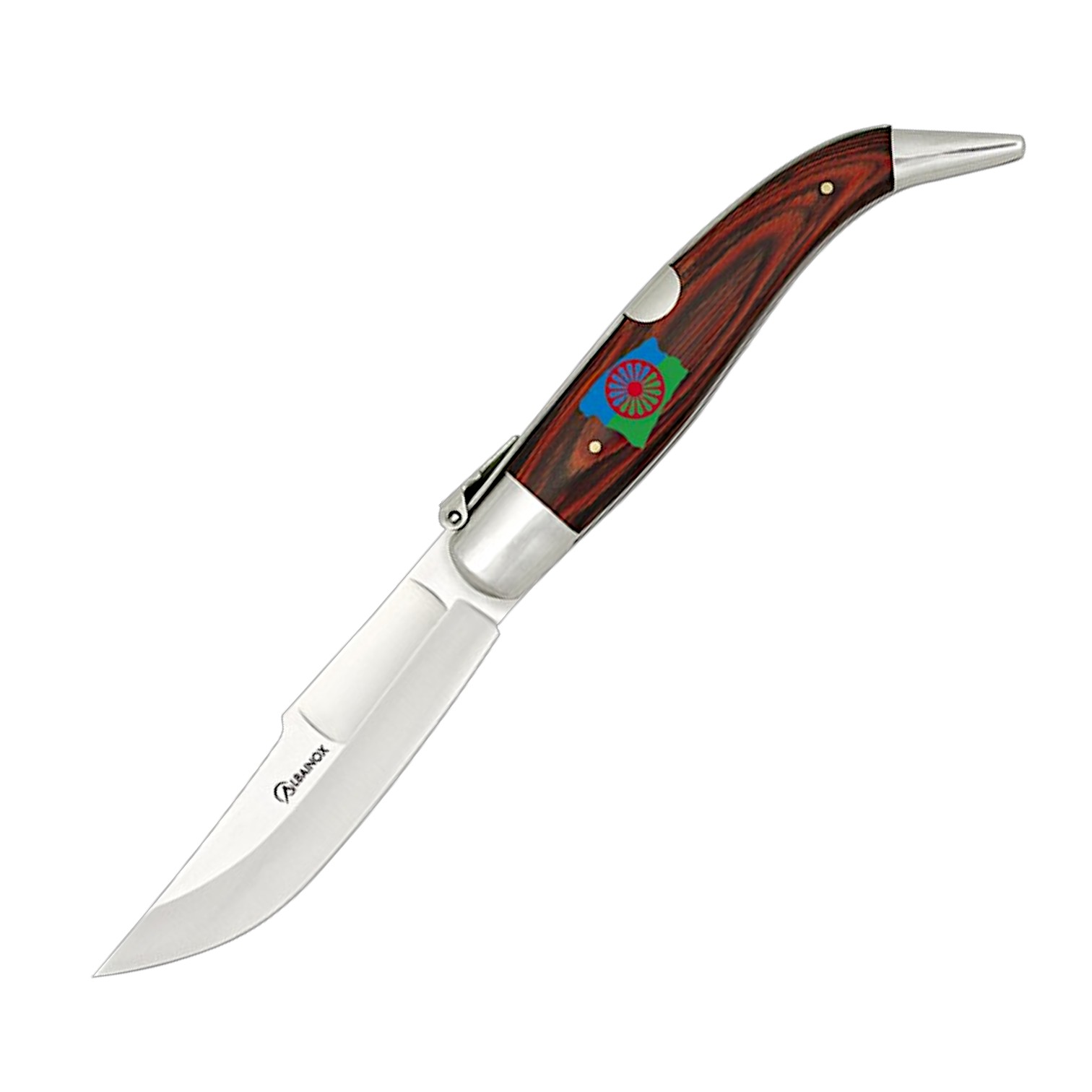 Navaja Teja Nº0 Albainox 8,2 cm Madera Roja Escudo Gitano