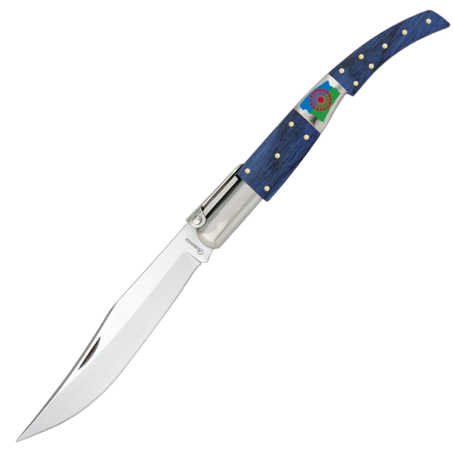 Navaja Árabe Albainox 17 cm Madera Azul Carraca Escudo Gitano