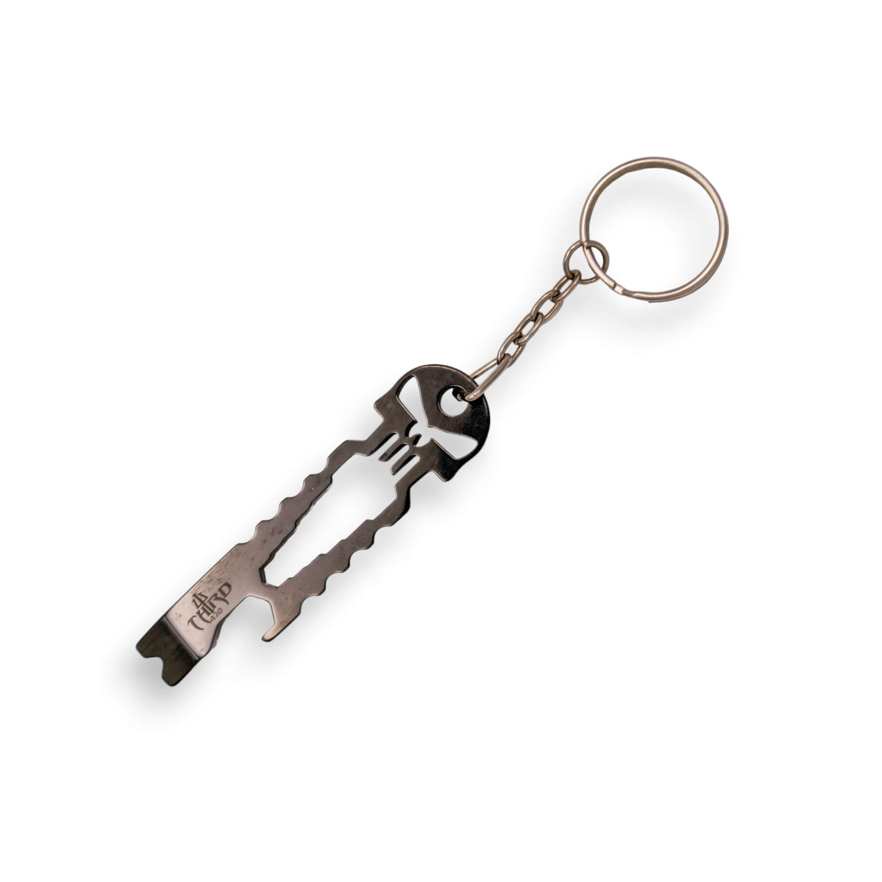 Llavero multiusos calavera con acabado en titanio negro