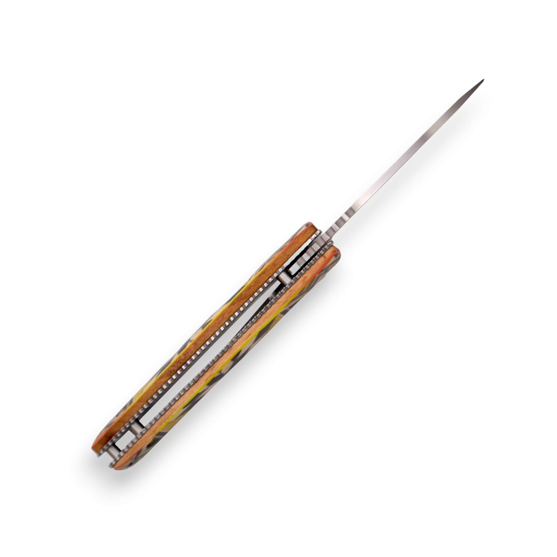 Navaja de bolsillo con mango de madera de haya con impresión 3D Taracea y hoja de 6.8 cm