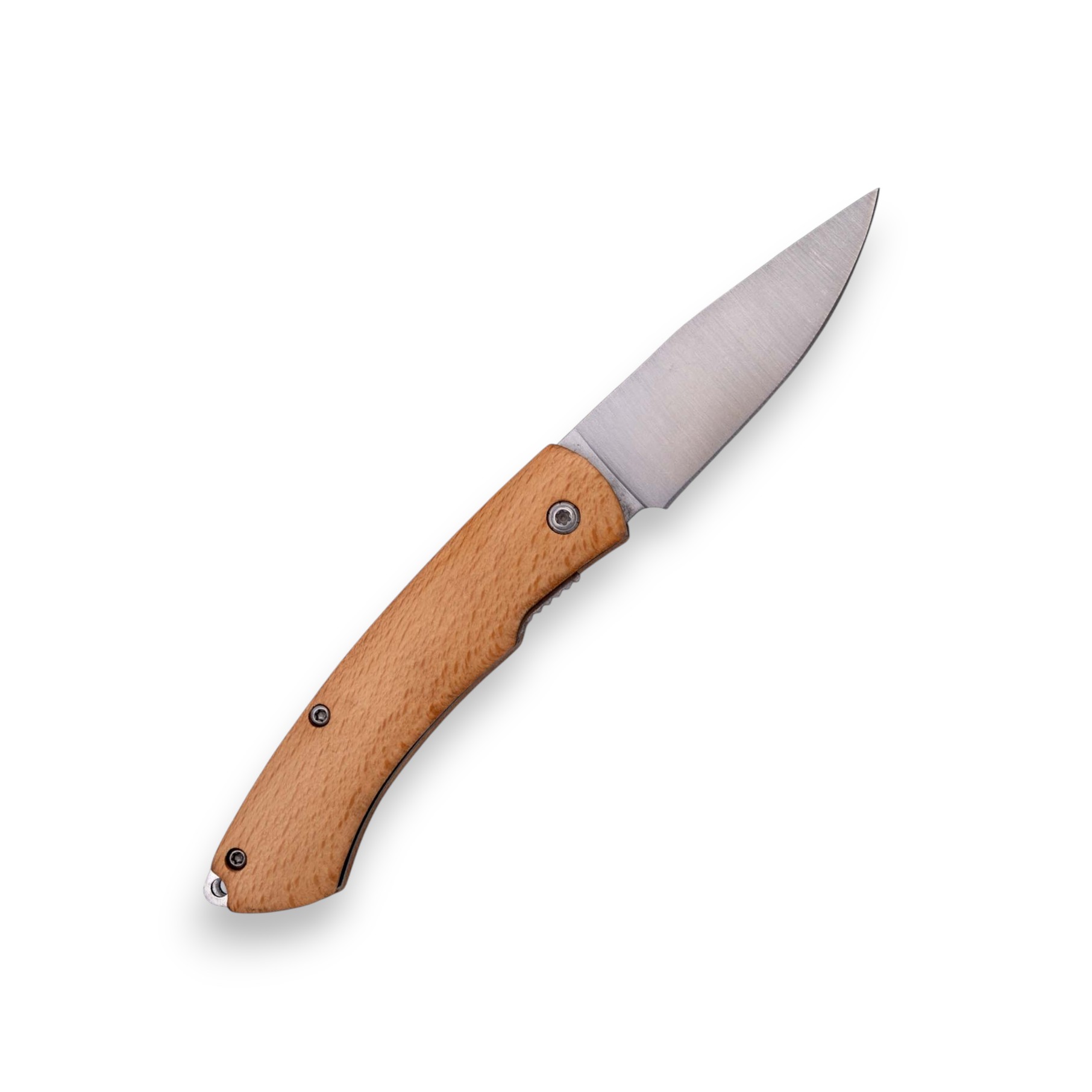 Navaja de bolsillo con mango de madera de haya y hoja satinada de 7 cm con bloqueo