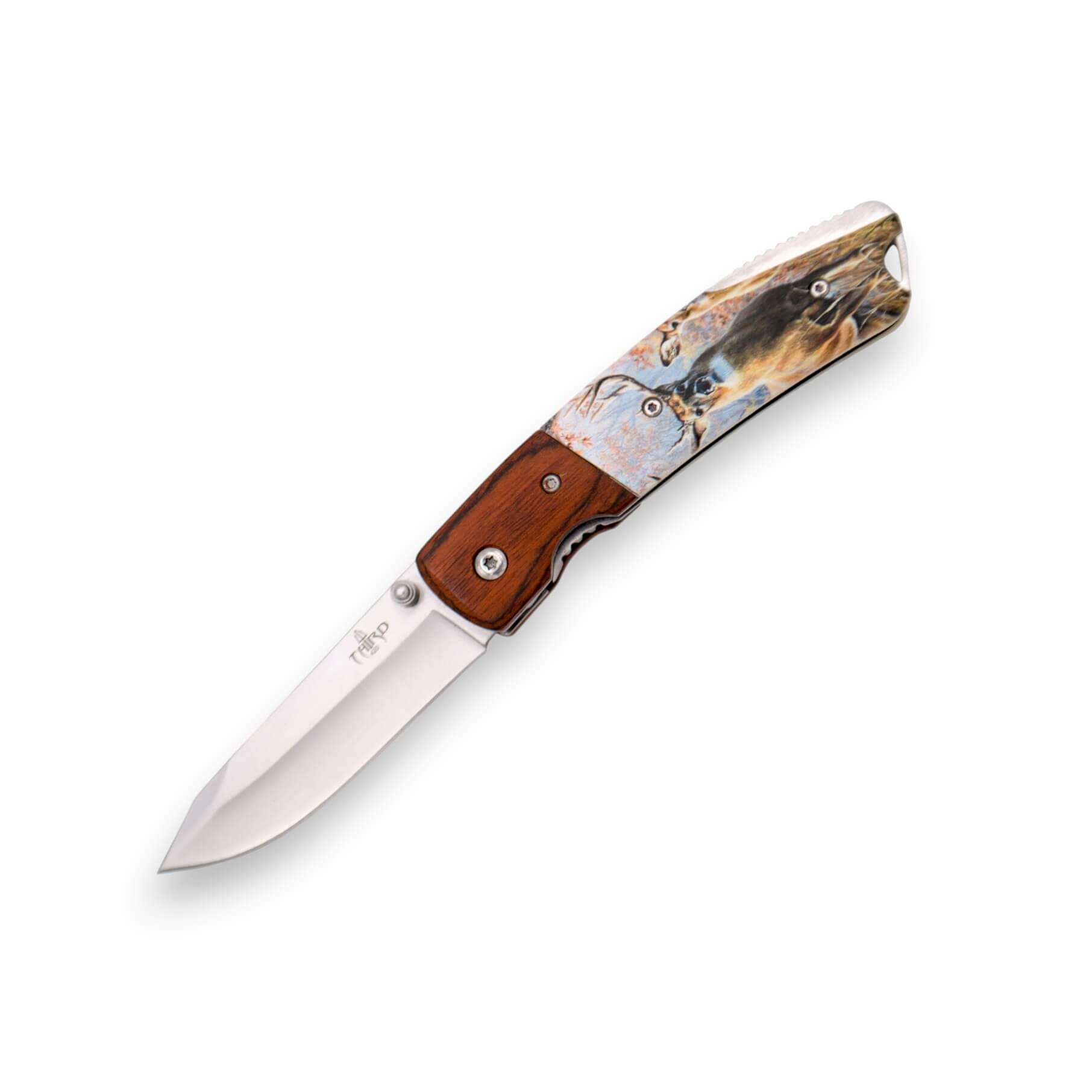 Navaja de bolsillo con mango de ABS blanco con decoración de cier...