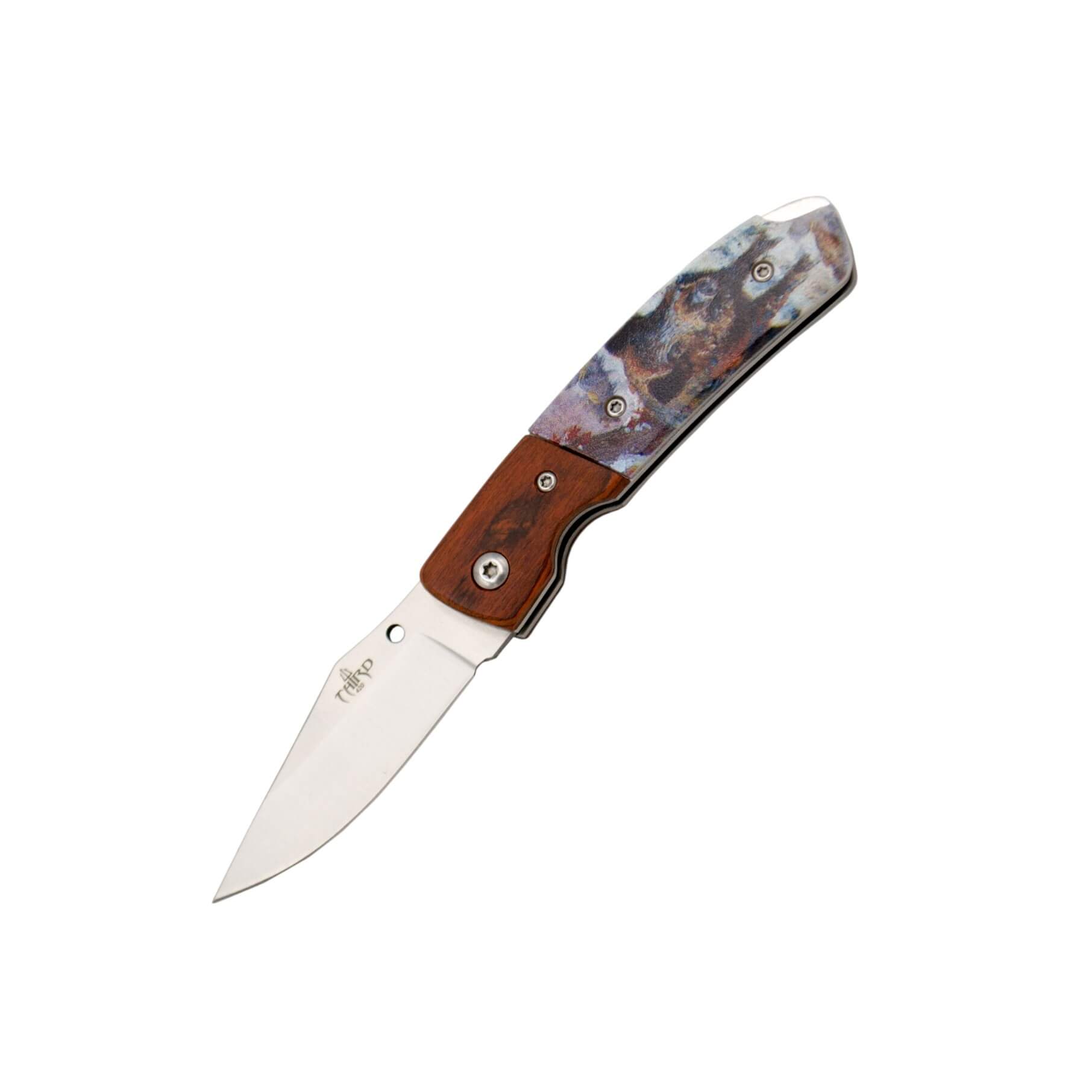 Navaja de bolsillo con mango de ABS con decoración de jabalí en 3...