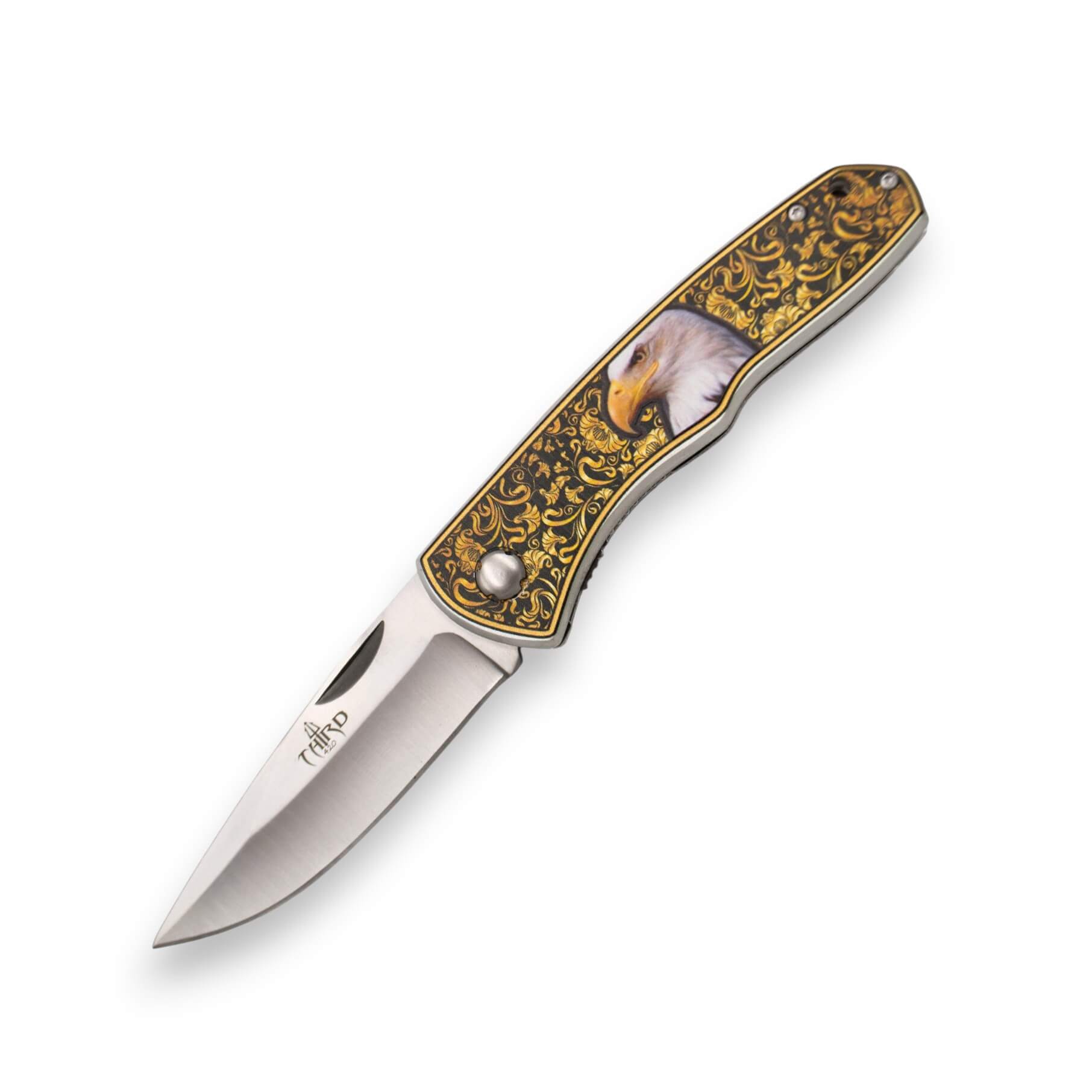 Coltello pieghevole con manico in alluminio con primer damascato ...