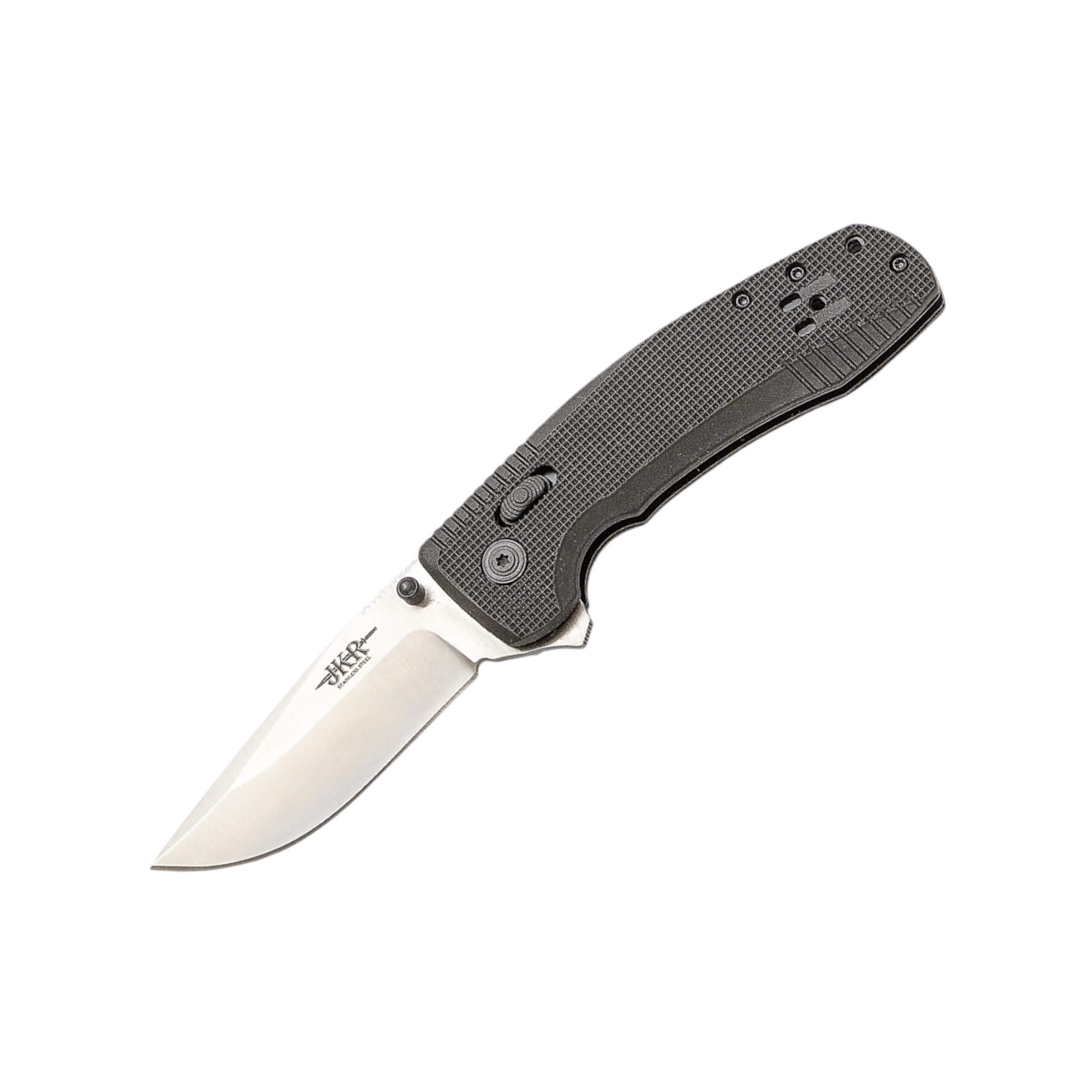 Navaja táctica con mango de fibra y nylon negro con hoja de 8.5 c...