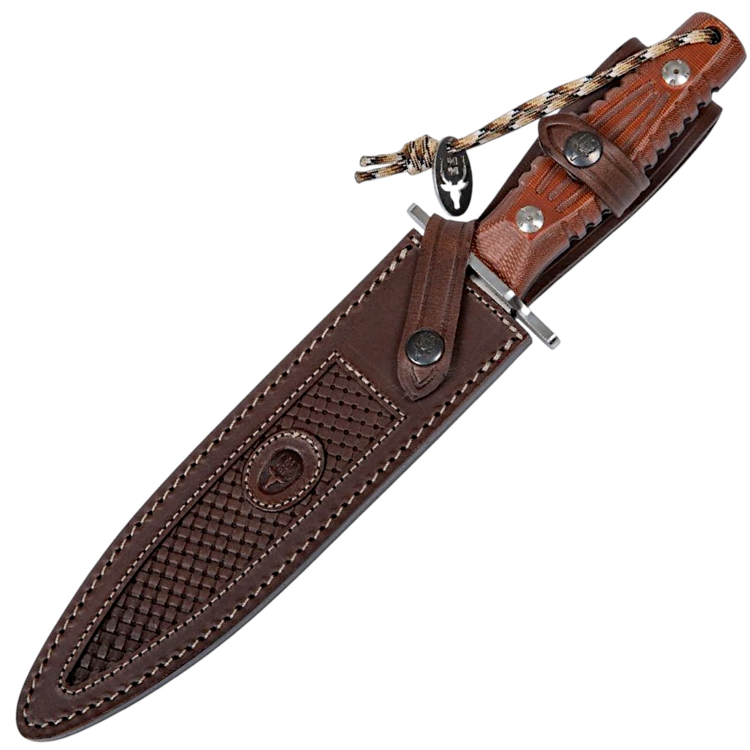 Muela tactical dagger in Mova steel with a brown canvas micarta handle and a 21 cm blade