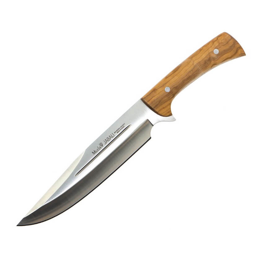 Cuchillo de caza Muela Jabali con mango de madera de olivo y hoja...