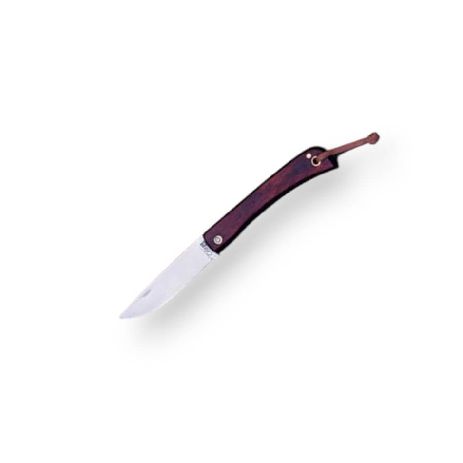 Navaja campera con hoja de 6 cm y mango de madera roja