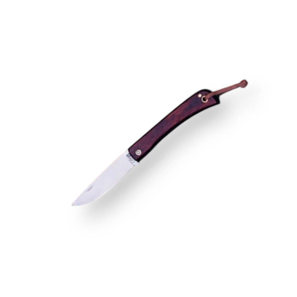 Navaja campera con hoja de 7,5 cm y mango de madera roja