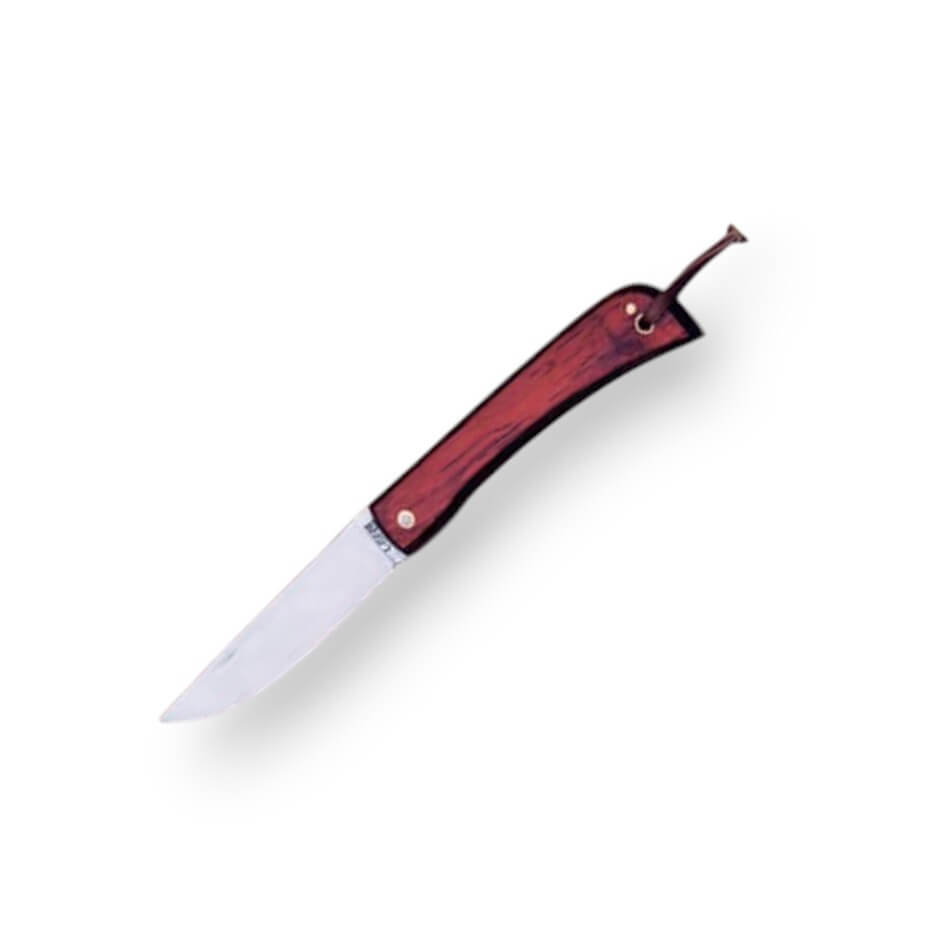 Navaja campera con hoja de 9 cm y mango de madera roja