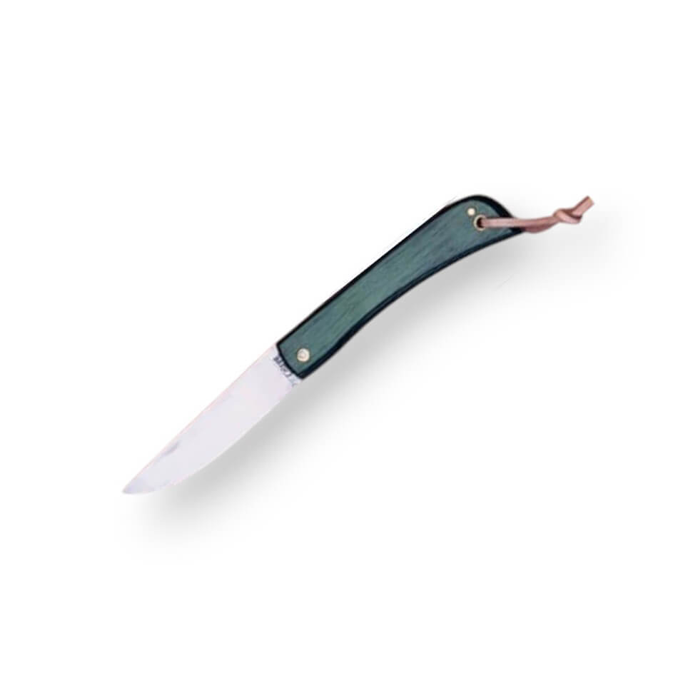 Navaja campera con hoja de 9 cm y mango de madera verde