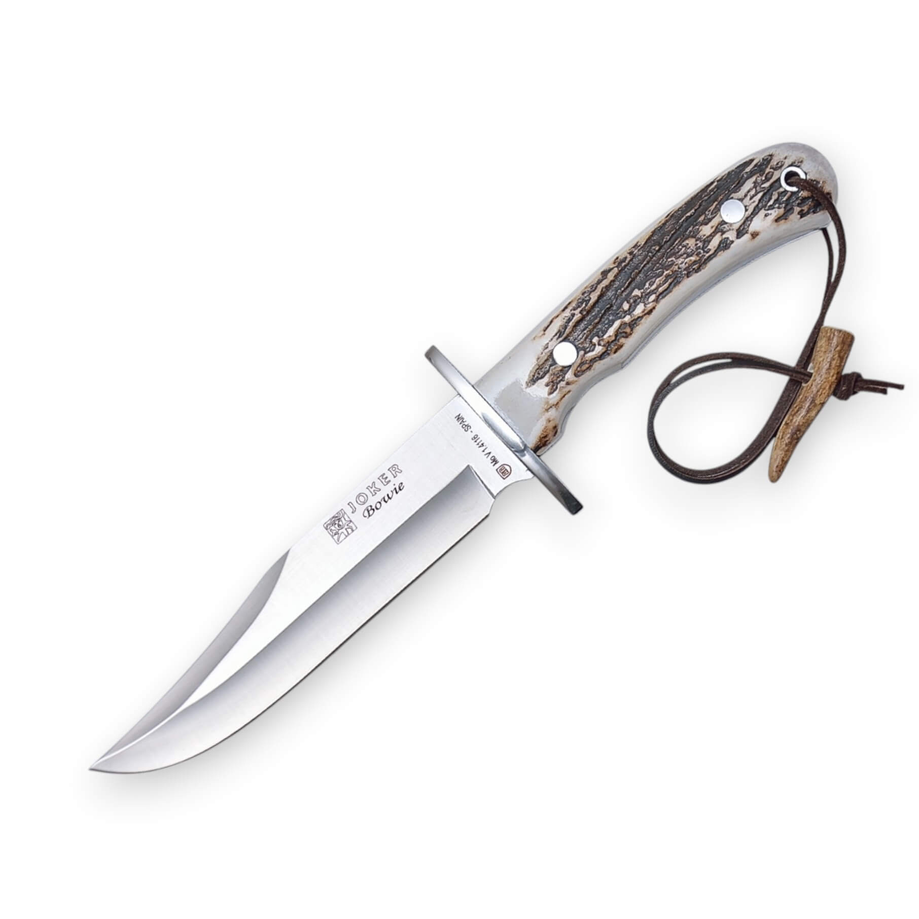 Cuchillo de caza Joker Bowie con cachas de asta de ciervo y hoja ...