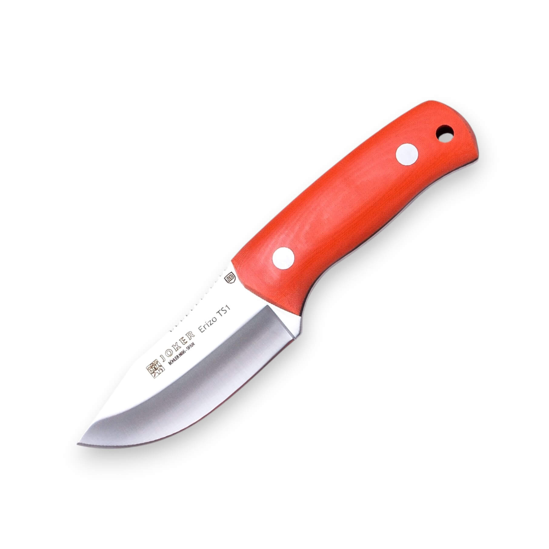 Cuchillo bushcraft Joker Erizo TS1 con cachas de micarta naranja ...