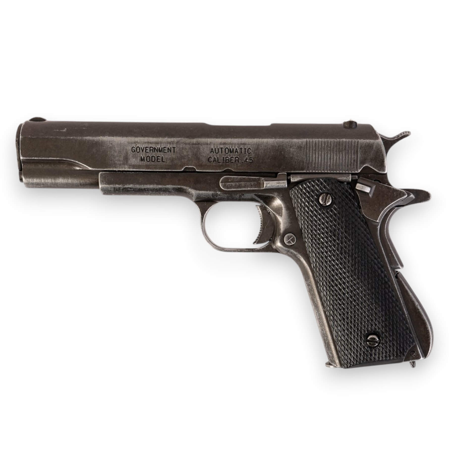 Pistola automatica Browning .45 M1911A1, USA 1911 (1ª y 2ª GM) de metal con cachas de plástico negro