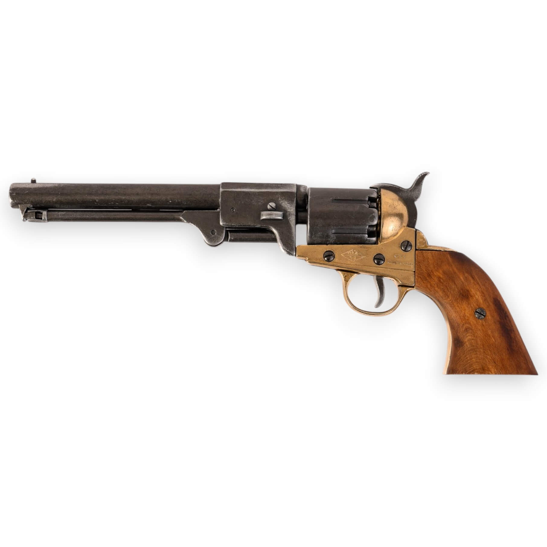 Réplica de revólver Confederado, USA 1860 en metal y madera Guerra de Secesión EEUU