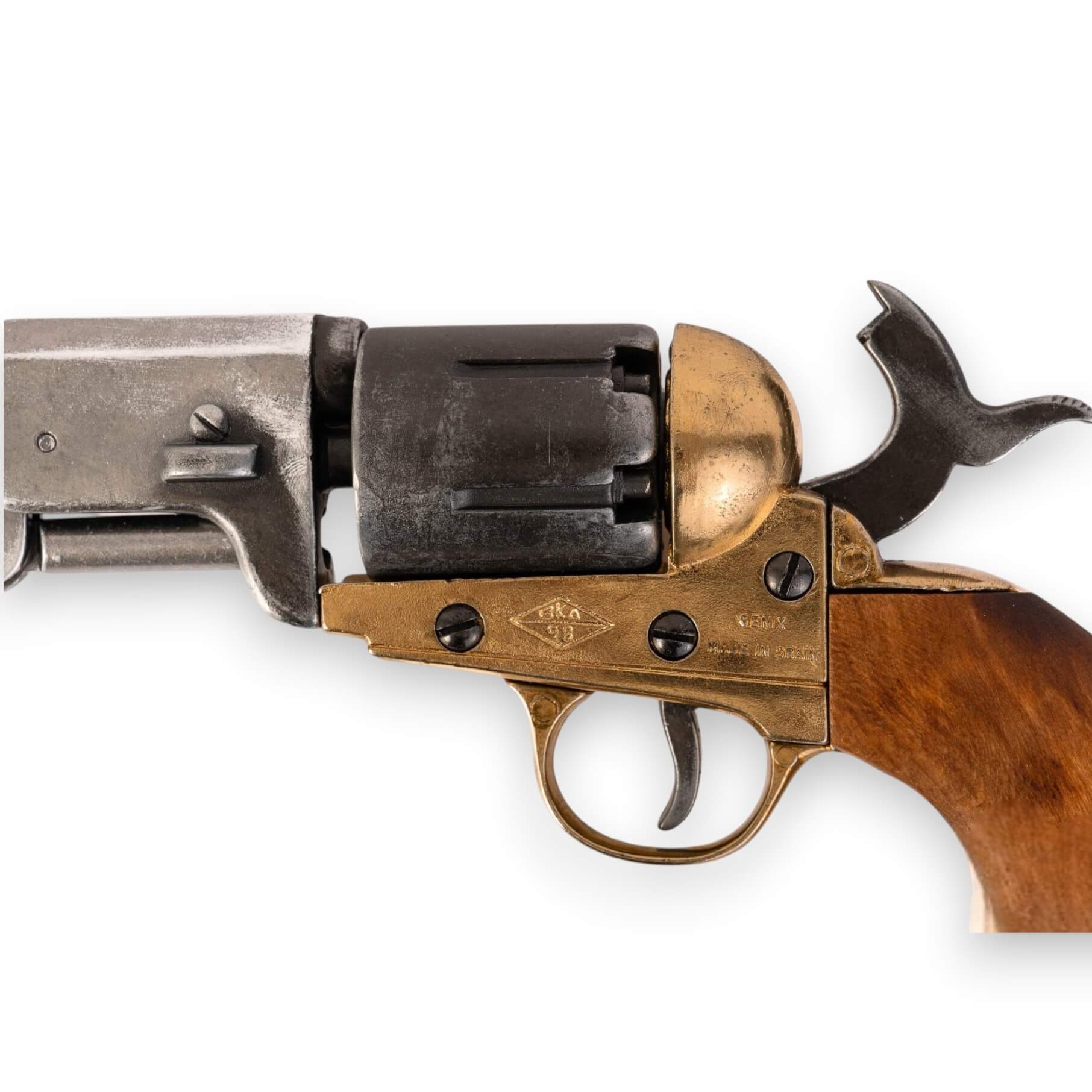 Réplica de revólver Confederado, USA 1860 en metal y madera Guerra de Secesión EEUU