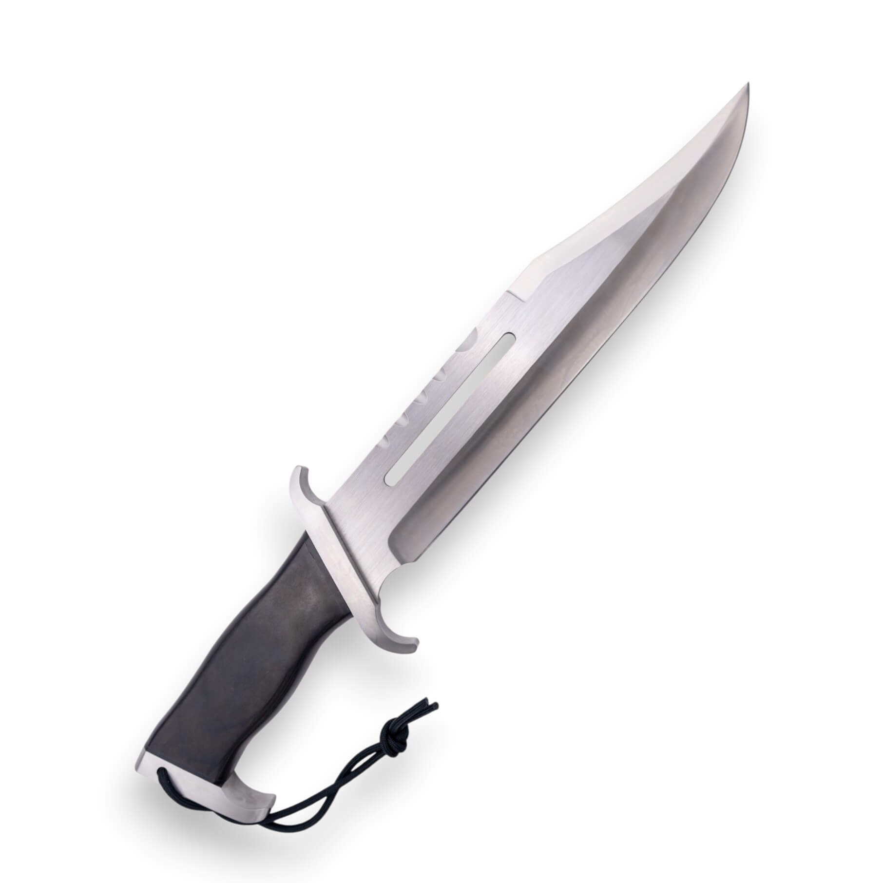 Taktisches Messer mit einer großen 32 cm langen Klinge und einem Griff aus Ebenholz mit einem Handschutz aus Edelstahl
