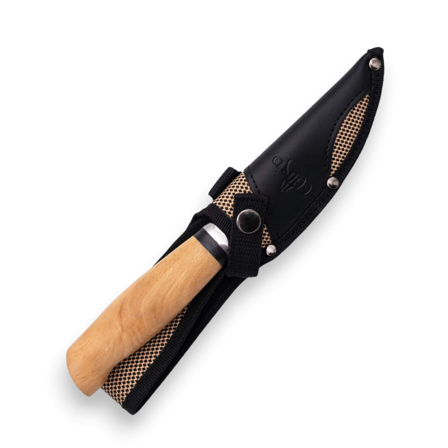 Taktisches Messer mit 13,8 cm langer Klinge und Buchenholzgriff mit Scheide