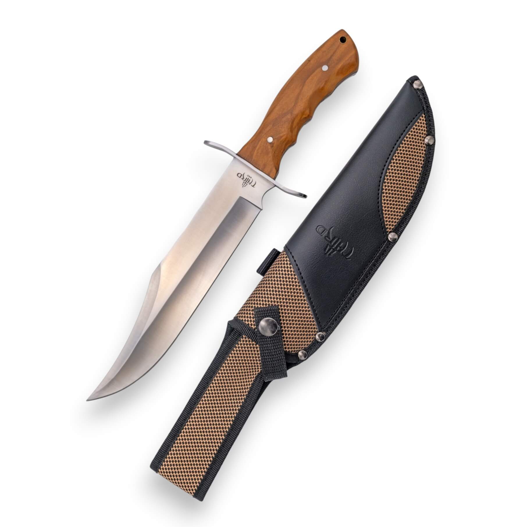 Bowie-Messer mit 24 cm langer Klinge und Olivenholzgriff mit Scheide