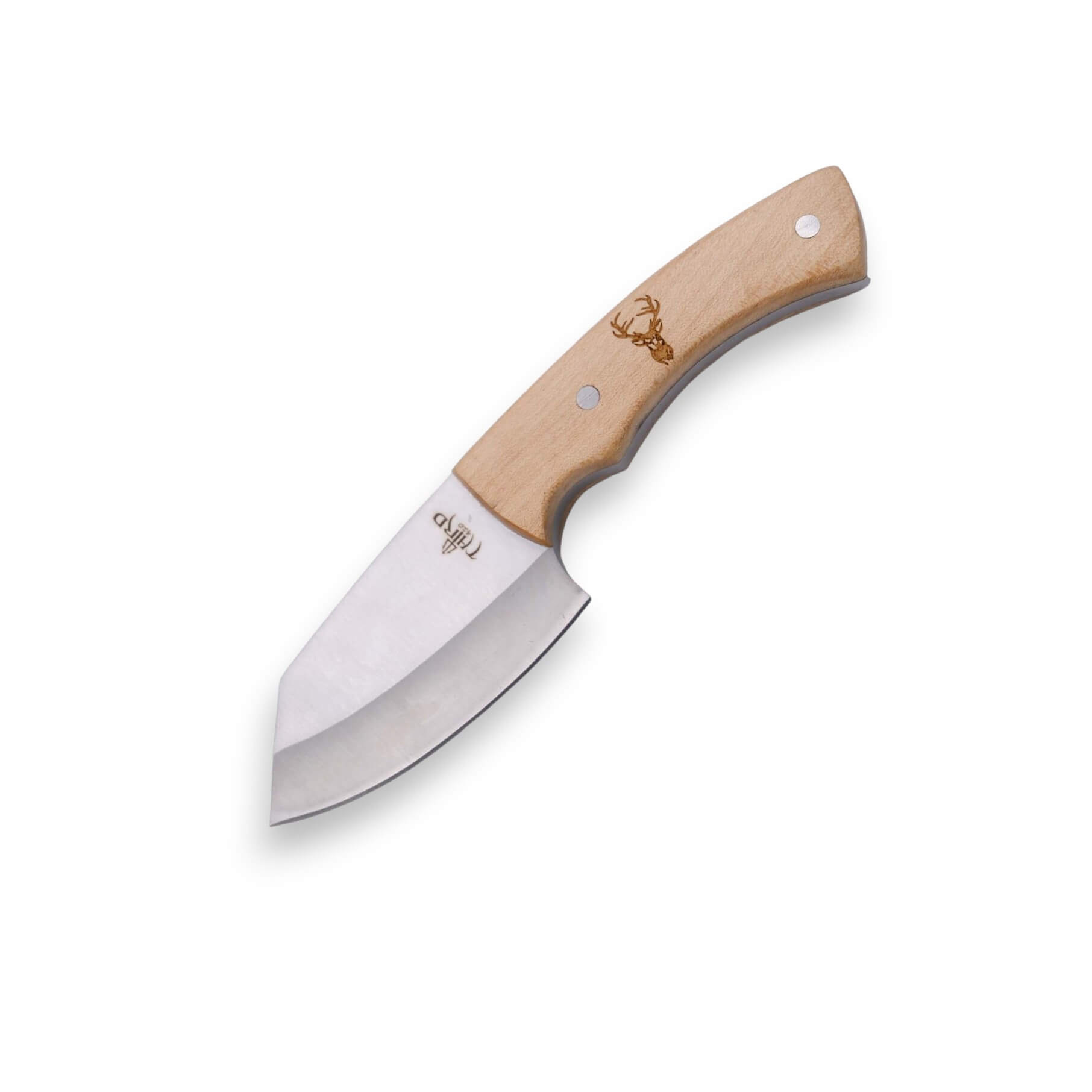 Jagdmesser mit einer 8 cm langen, satinierten Klinge und einem Gr...