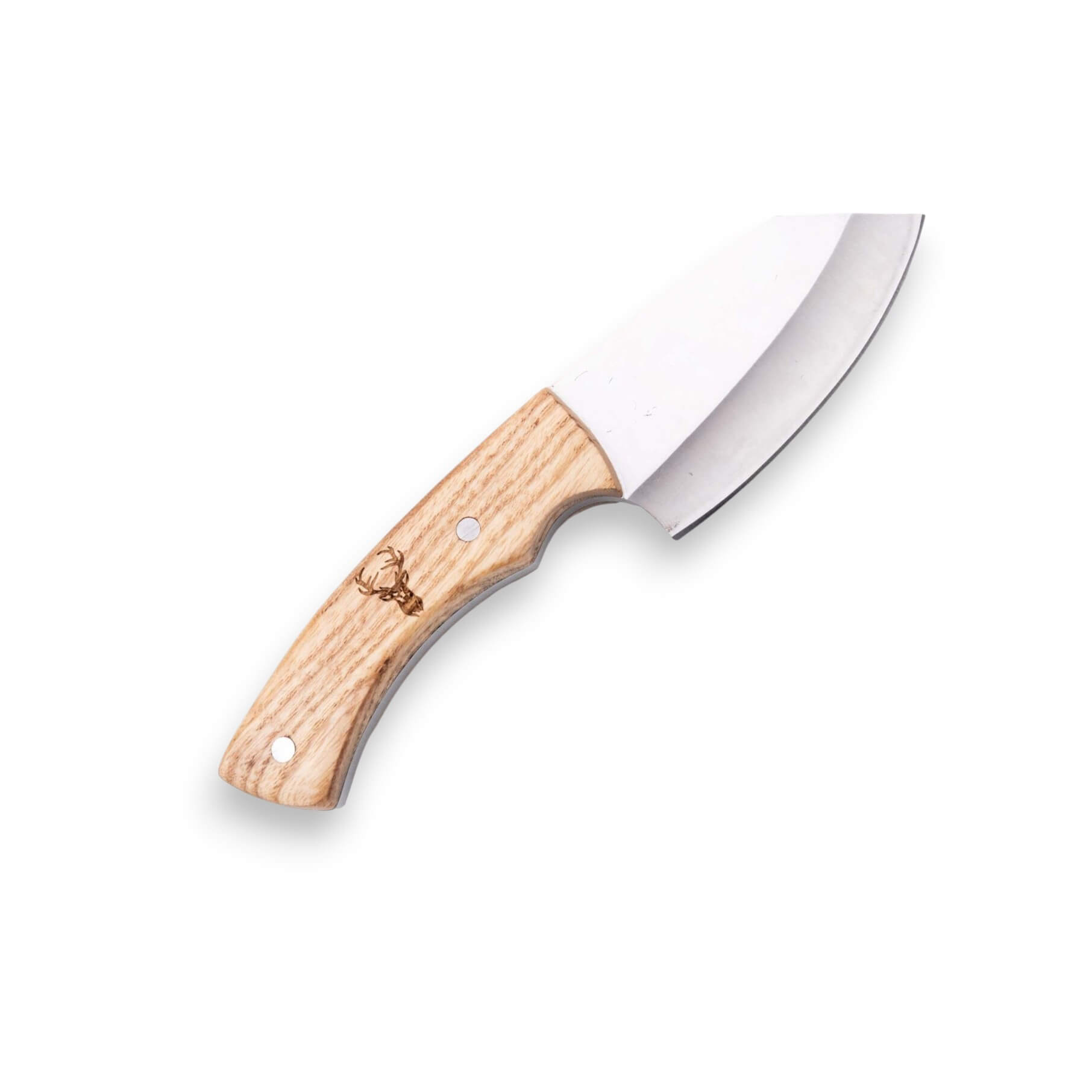 Jagdmesser mit einer 8 cm langen, satinierten Klinge und einem Griff aus Ahornholz
