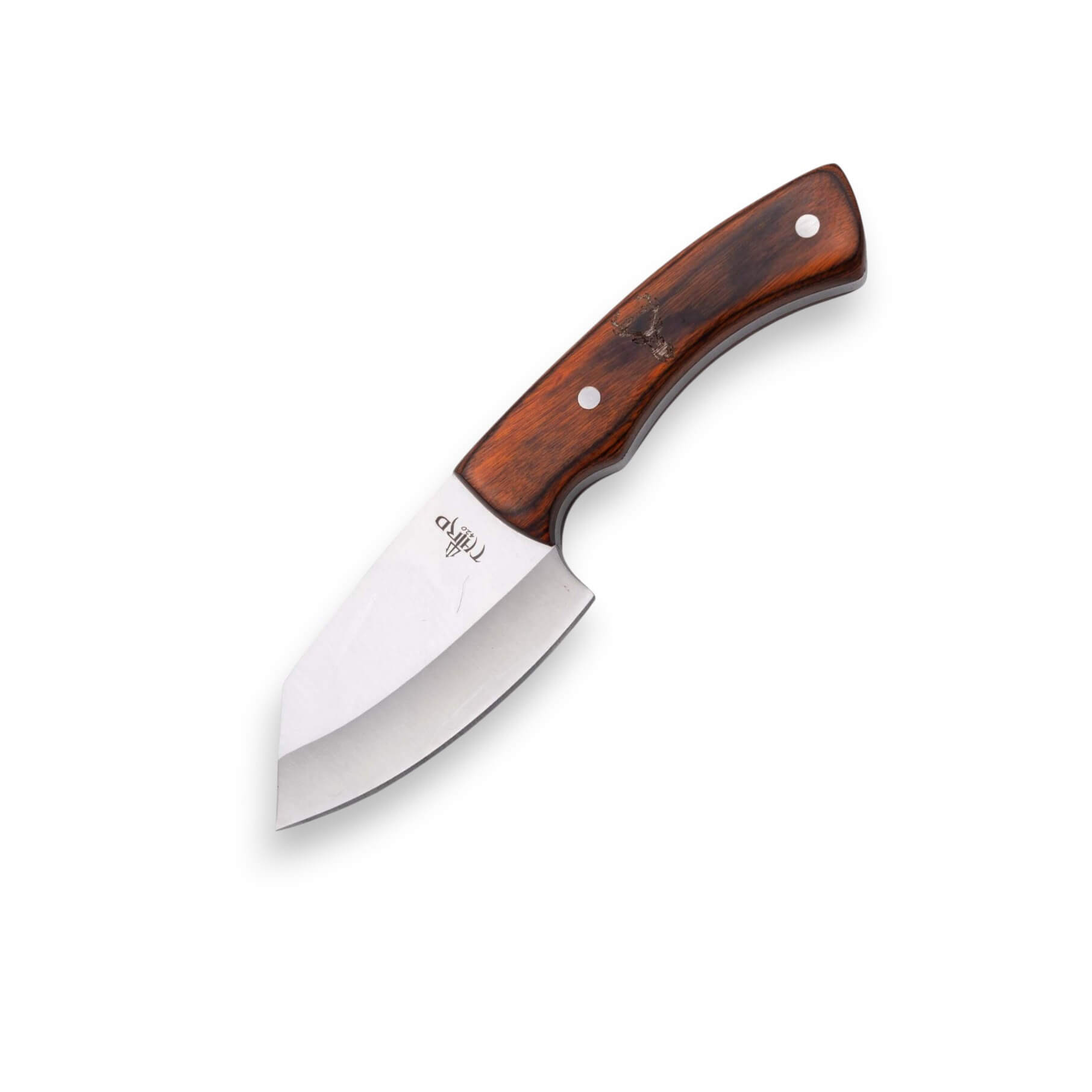 Jagdmesser mit einer 8 cm langen, satinierten Klinge und einem Gr...