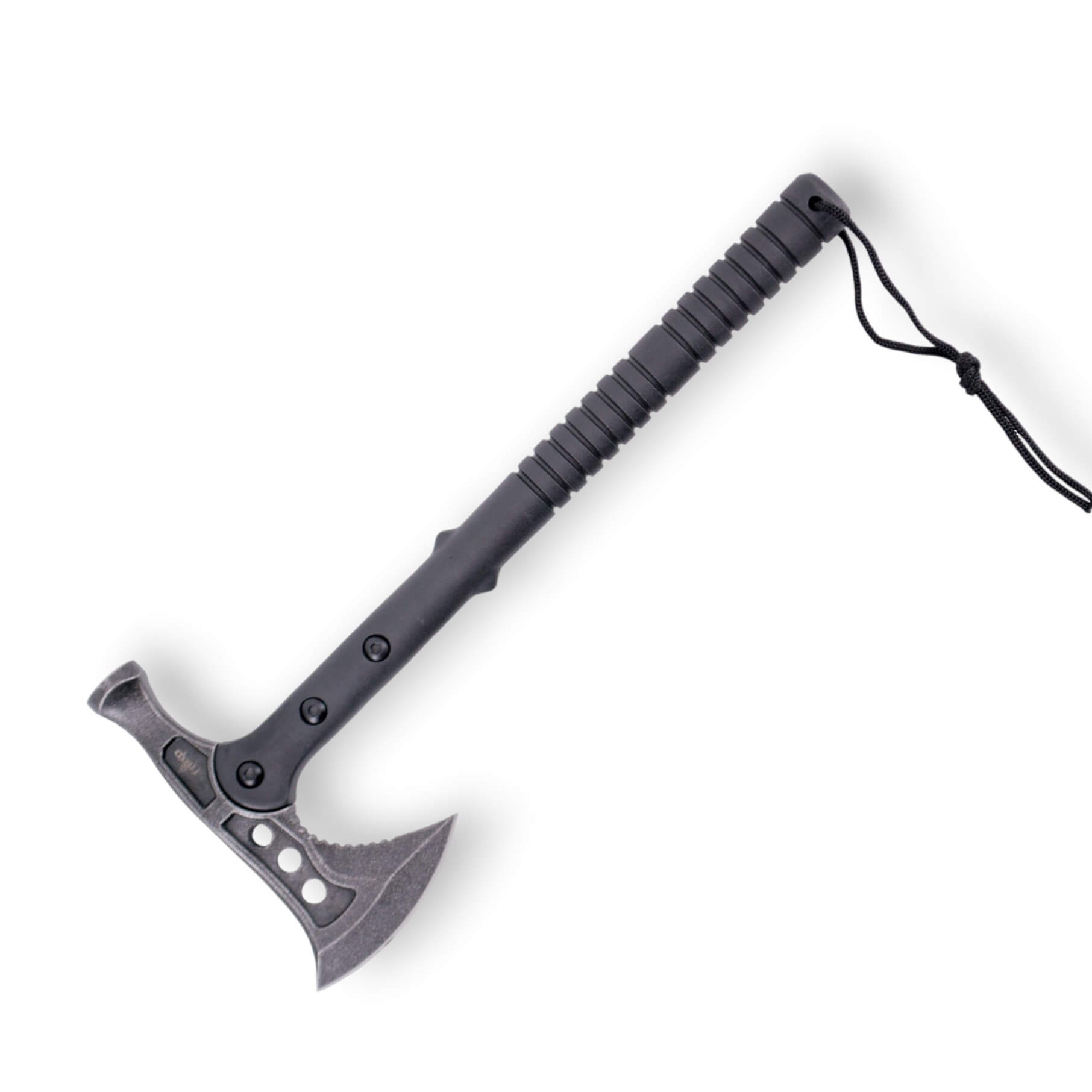 Taktische Axt mit stonewashed schwarzer Klinge und schwarzem Nylo...