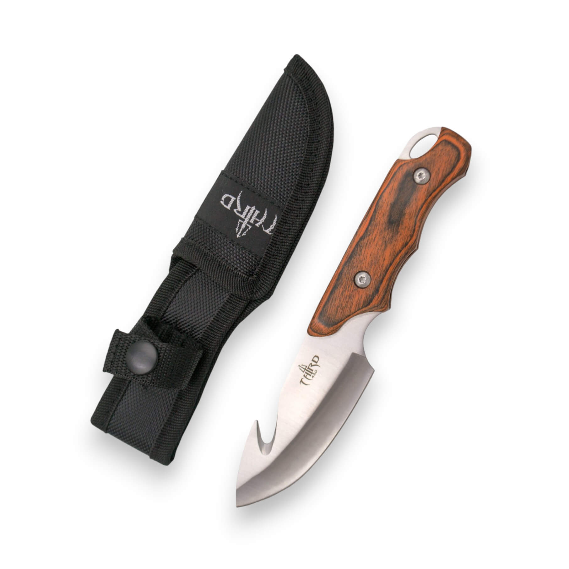 Abziehmesser mit 8,6 cm langer Klinge und Griff aus rotem Pakkaholz