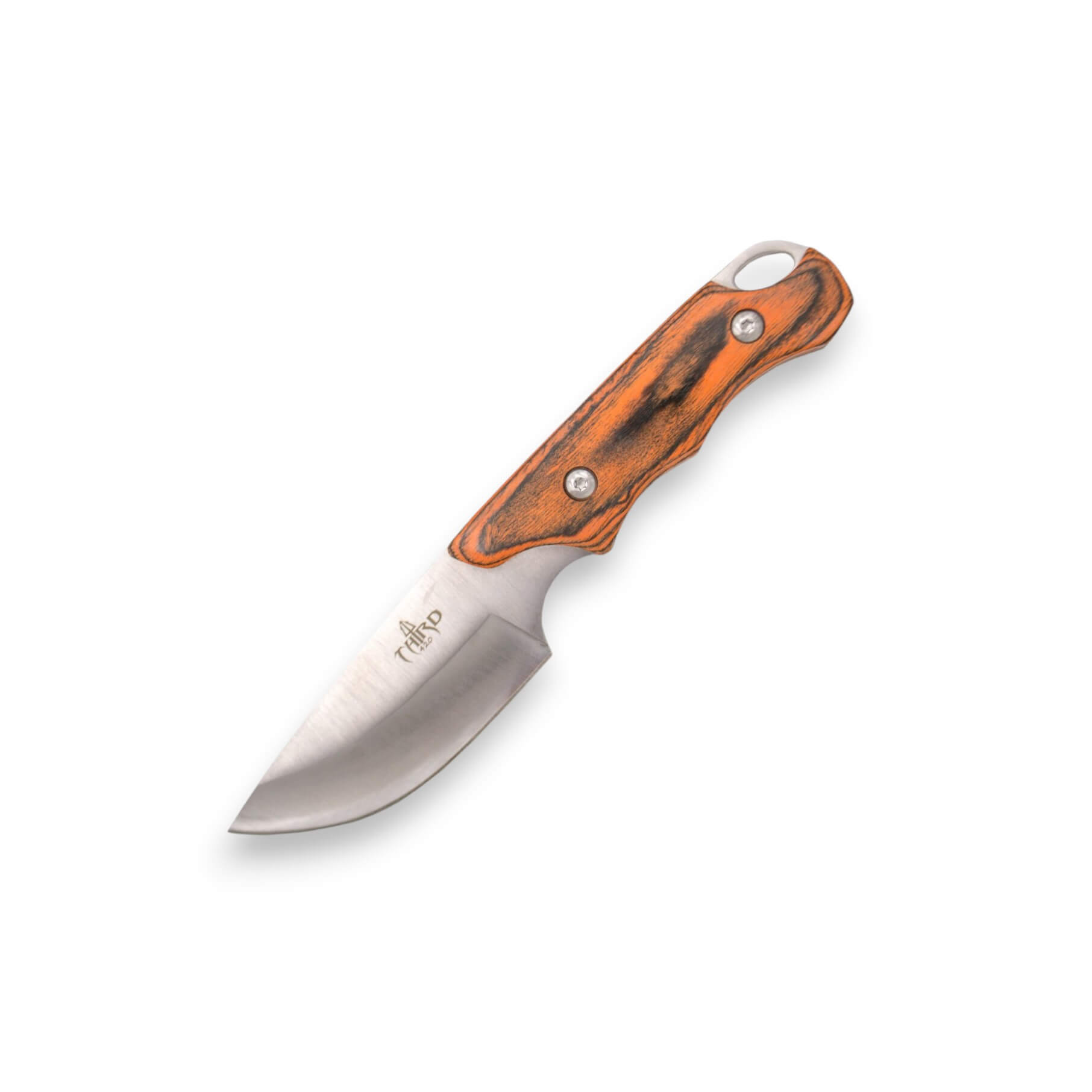 Jagdmesser mit einer 8,6 cm langen Klinge und einem Griff aus rot...