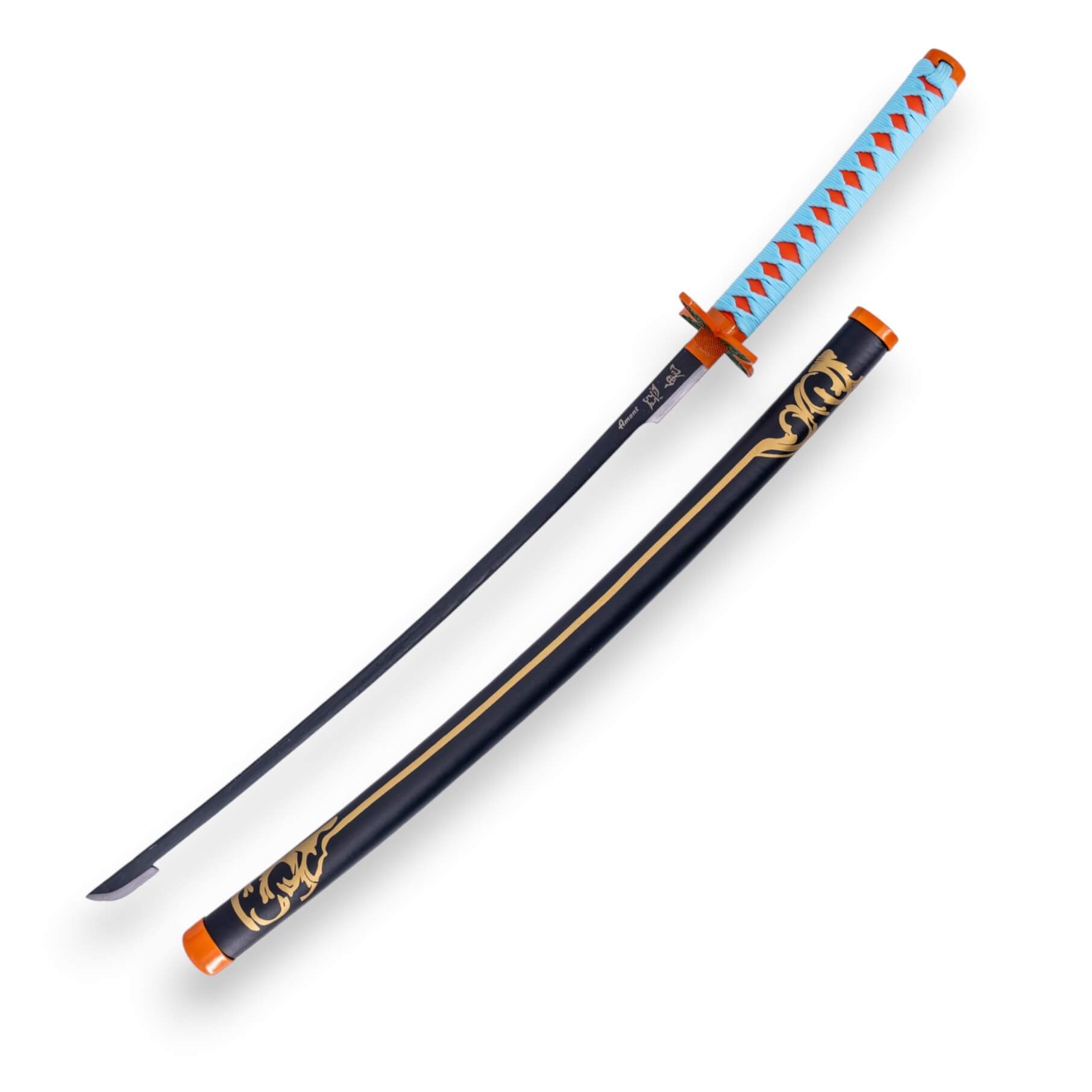 Katana Kochou Shinobu Demon Slayer com cabo envolto em corda azul...