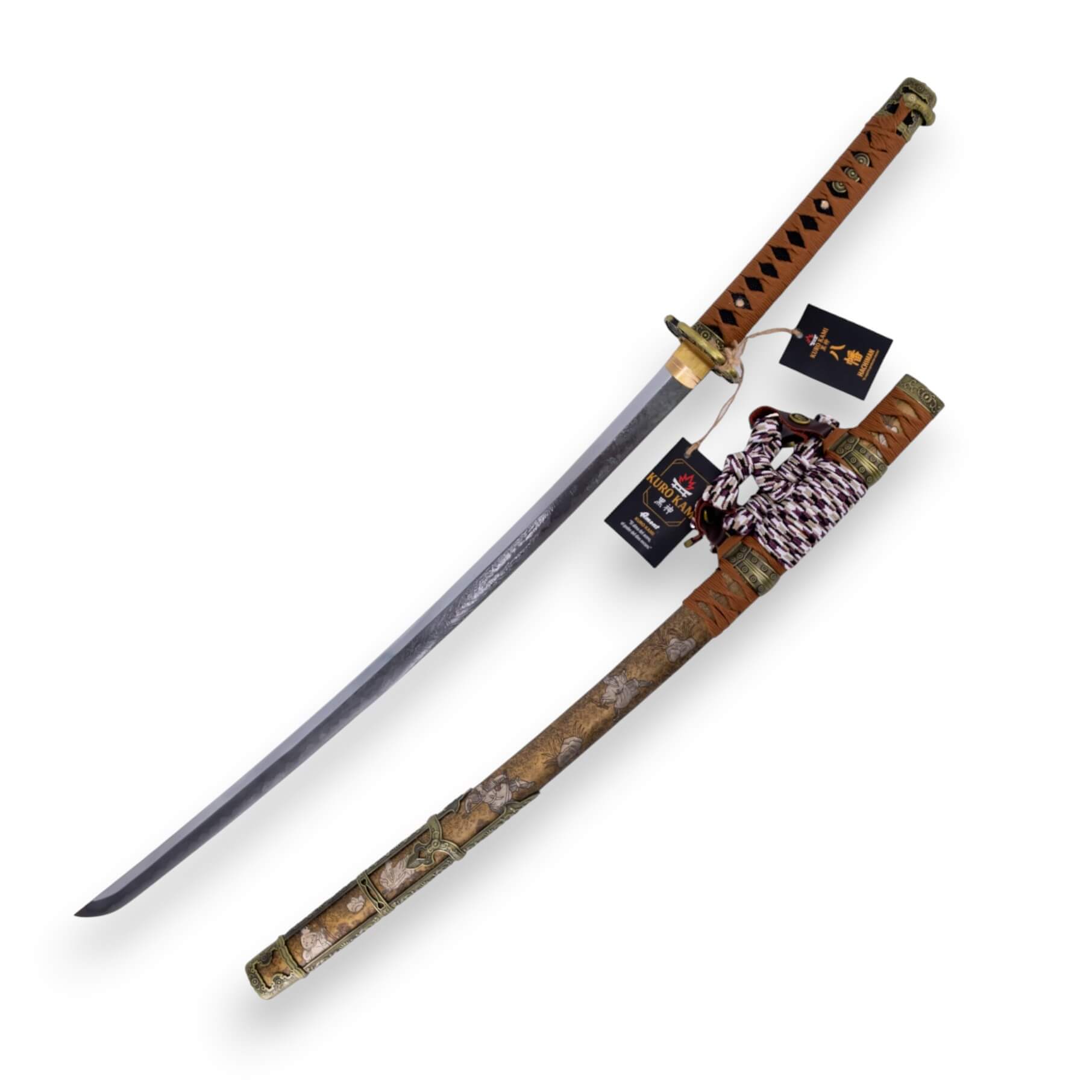Katana KURO KAMI Hachiman hoja de acero carbono 1090 y vaina con ...