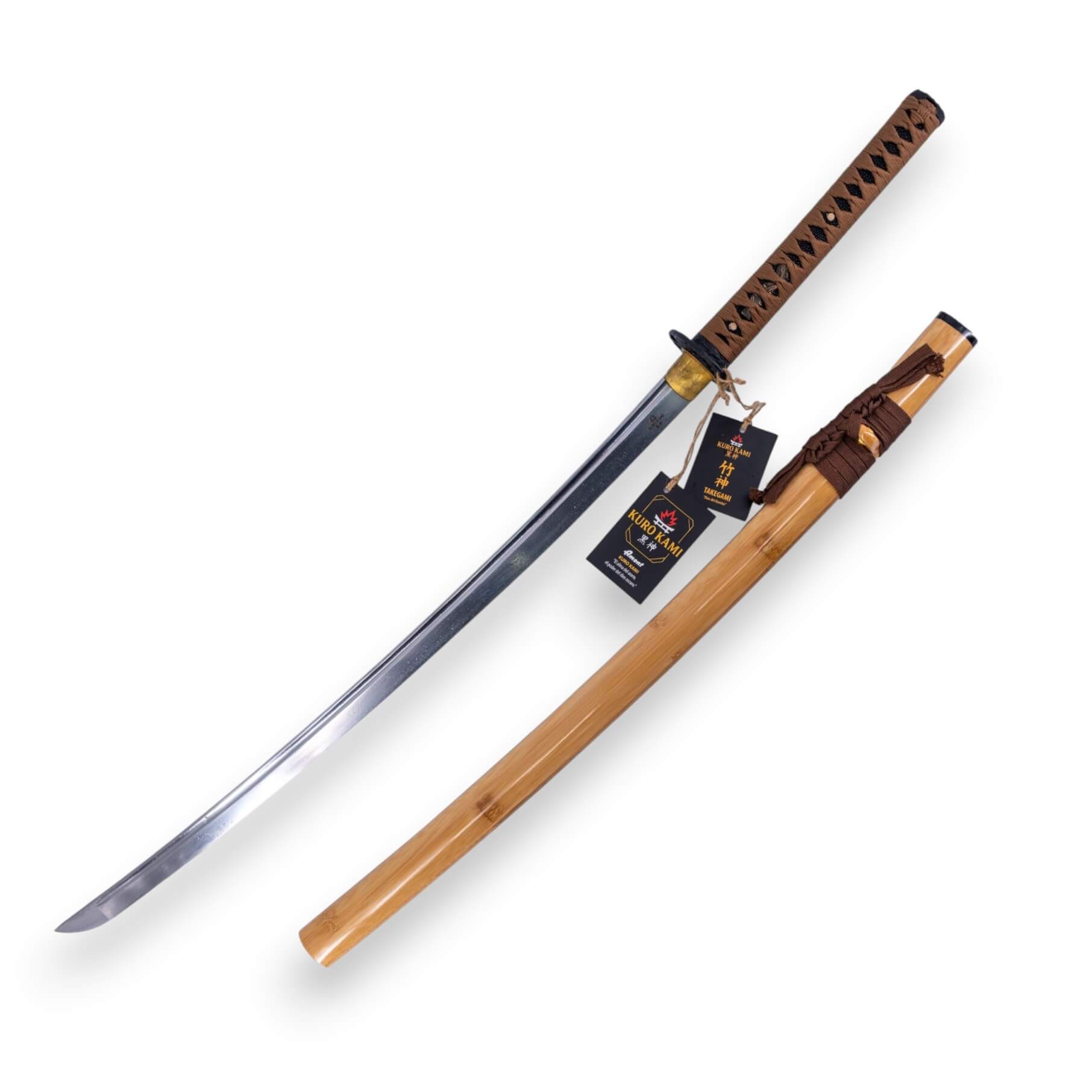 Katana KURO KAMI Takegami hoja de acero carbono 1065 y vaina de m...
