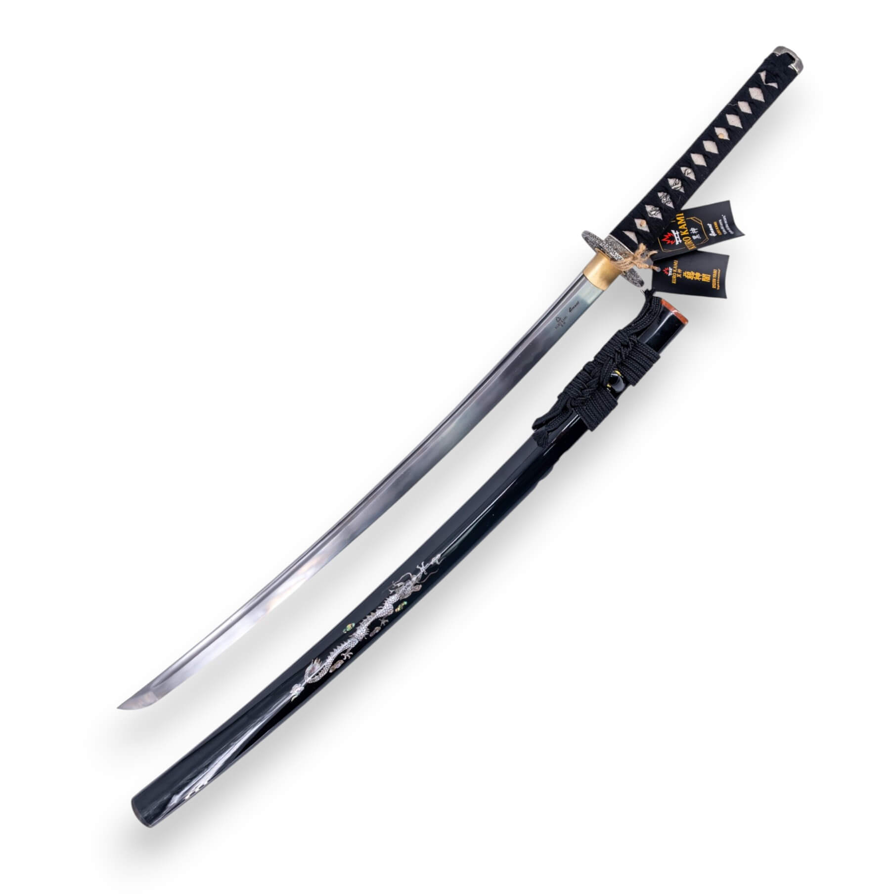 Katana KURO KAMI modelo Ryujin Yami hoja de acero damasco 800 cap...