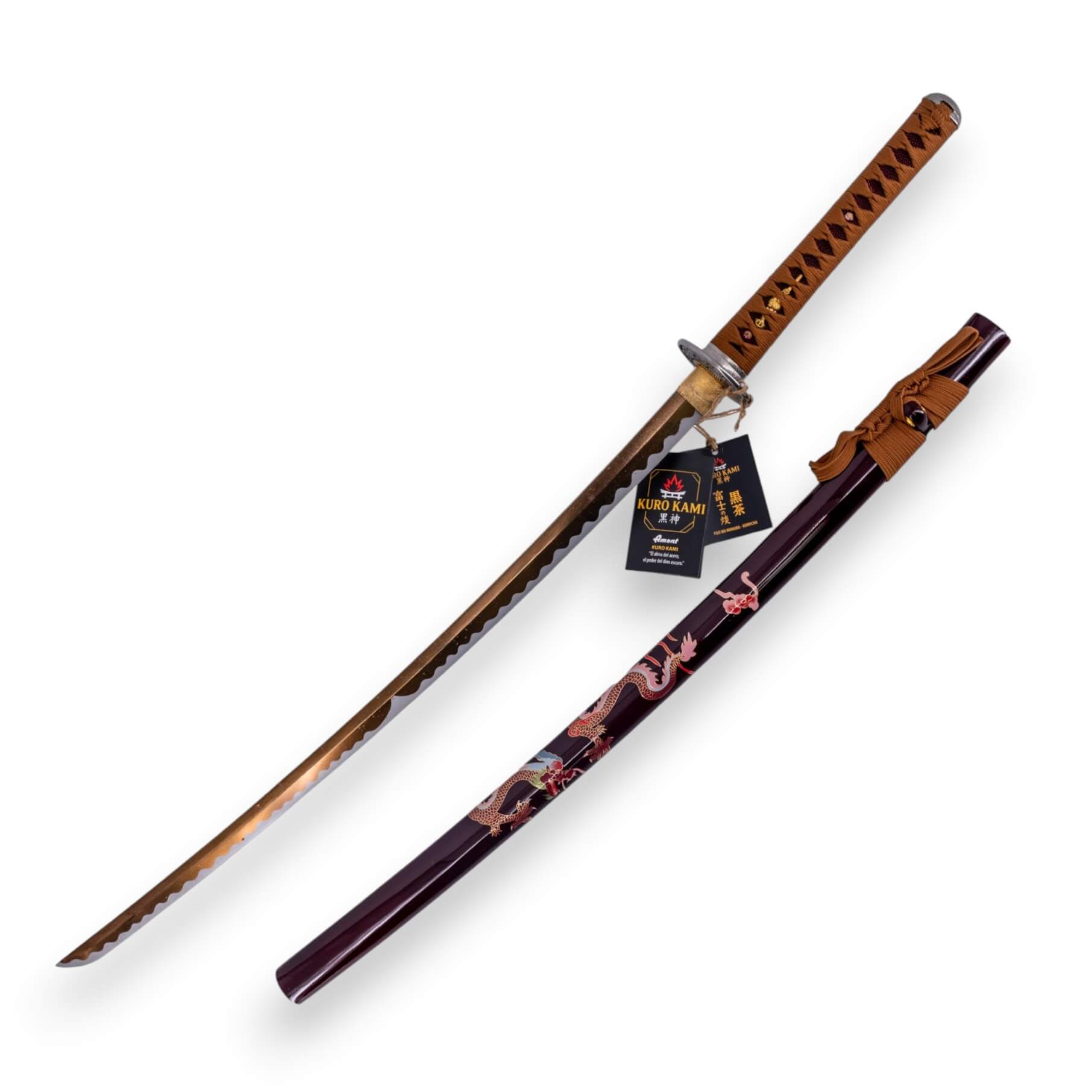Katana KURO KAMI Fuji No Homura KUROCHA hoja de damasco de 800 ca...