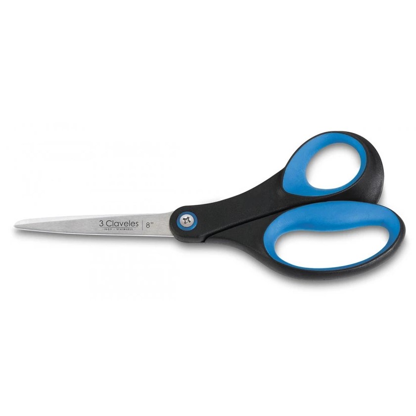 Tijeras cocina 8" con mango ergonómico soft grip azul