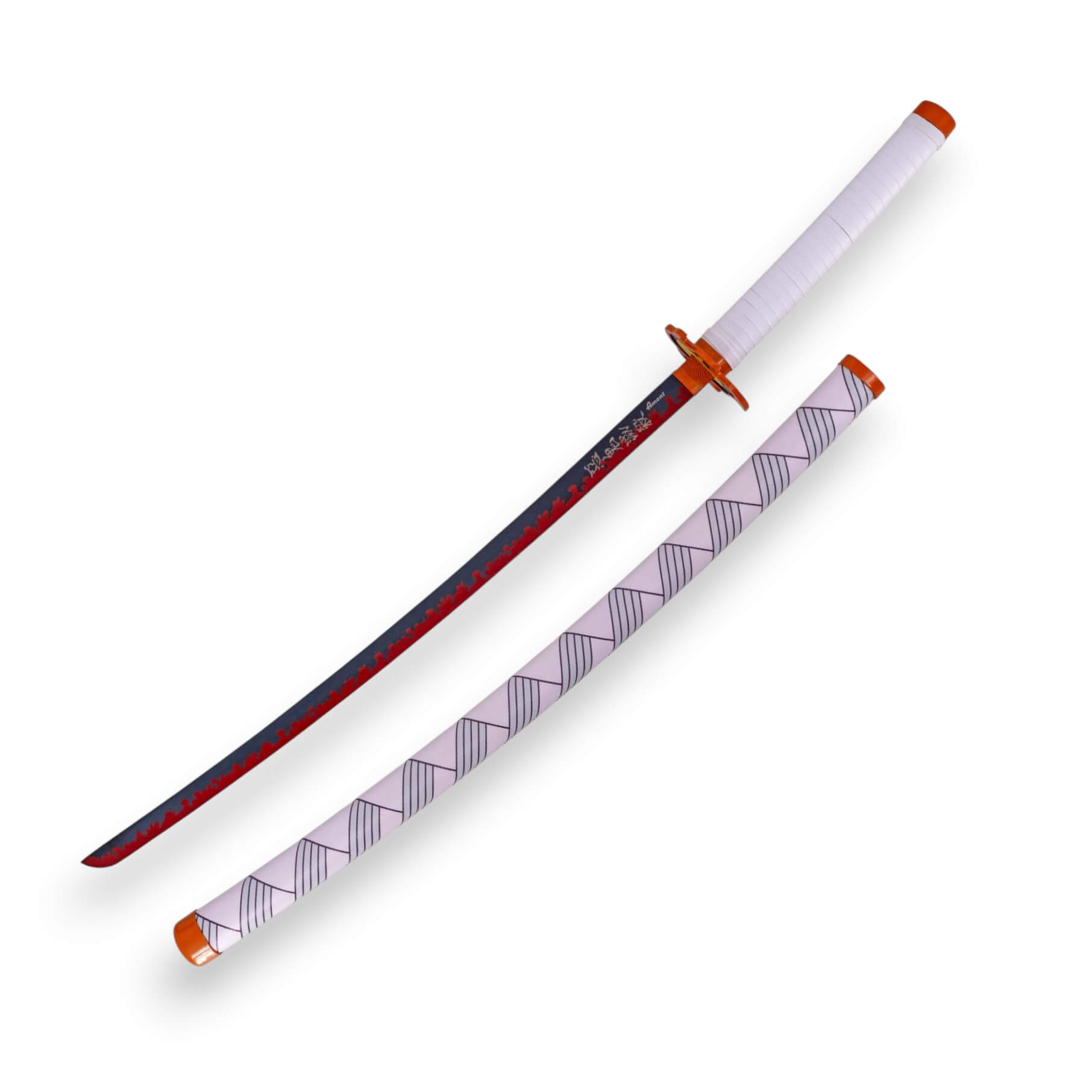 Katana de Rengoku Kyojuro de Demon Slayer com bainha e cabo branc...