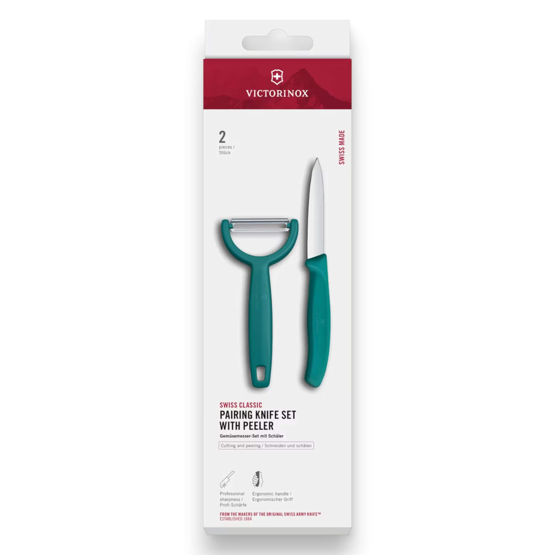 Set de color verde cuchillo mondador de 8 cm con pelador Ypso