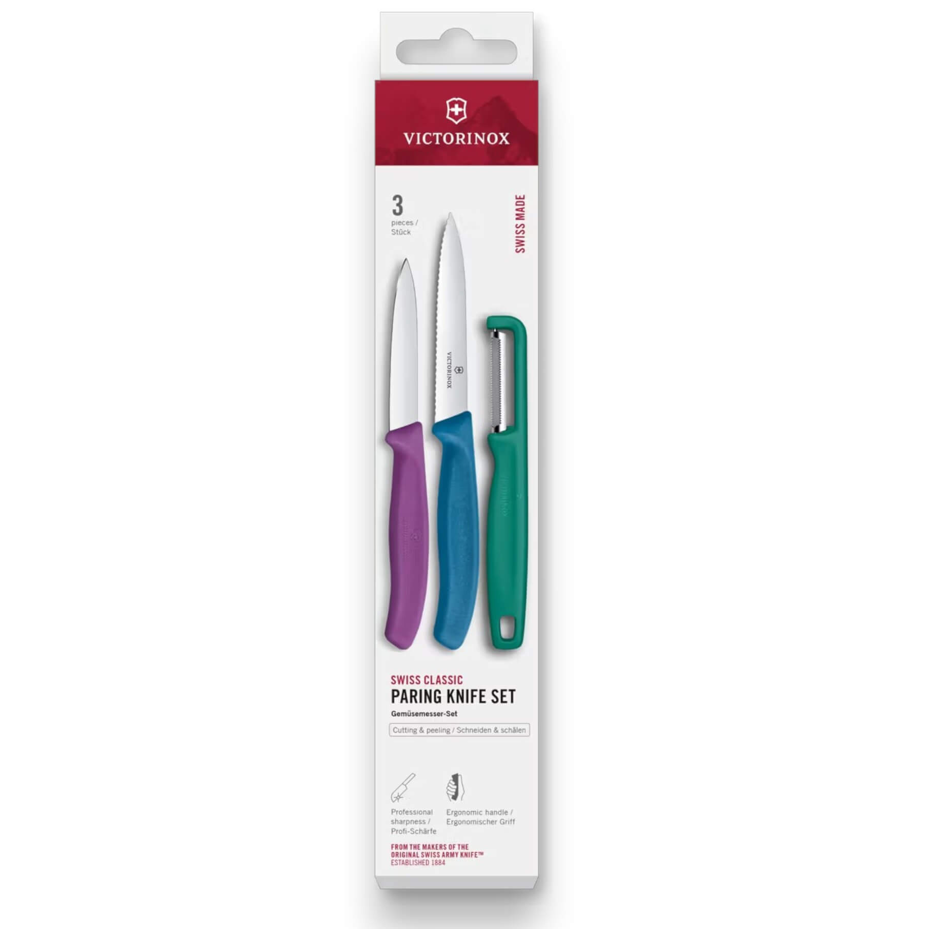 Set de colores 2 cuchillos mondadores distinta hoja + pelador Iot...