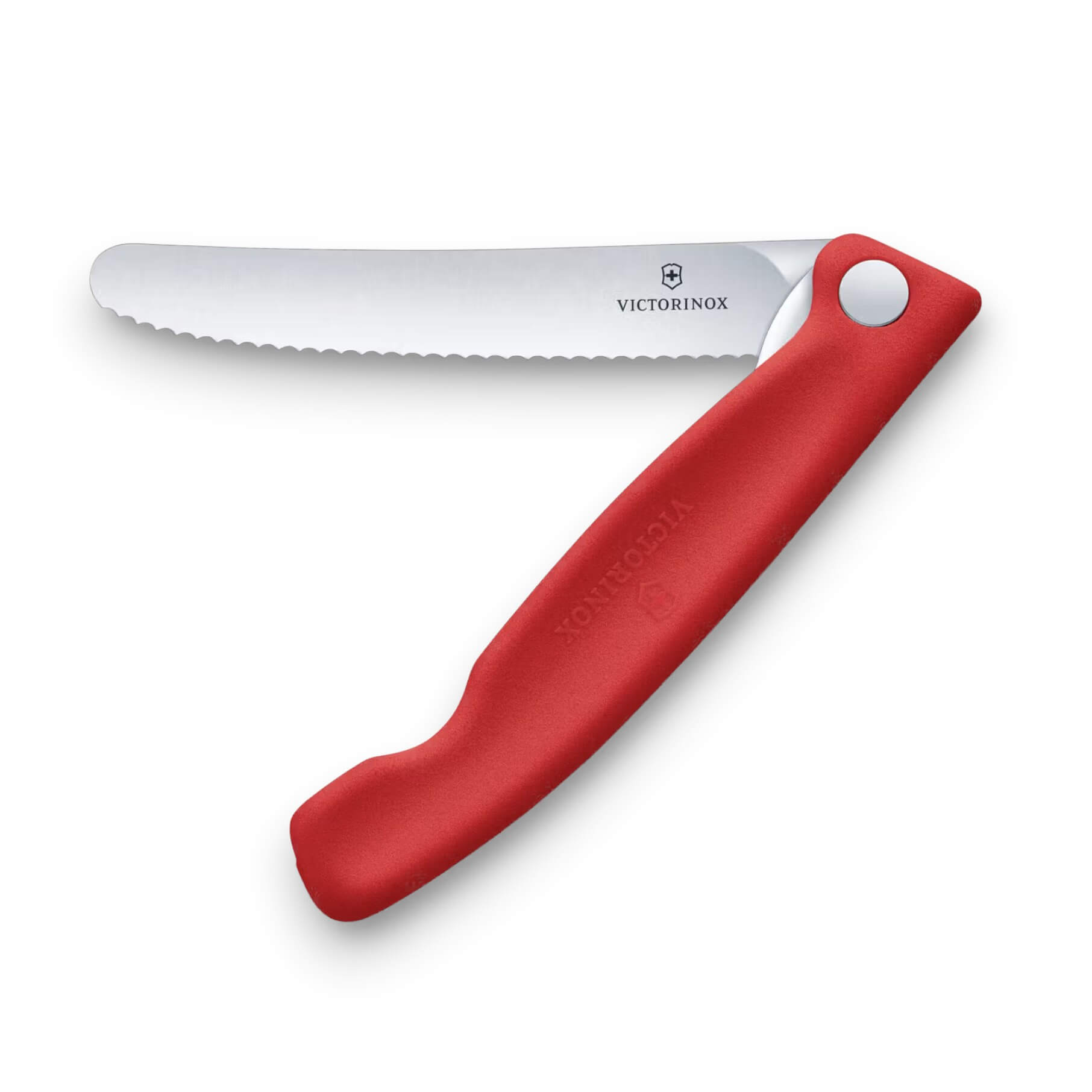 Victorinox folding knife and cutting board set for picnics, red