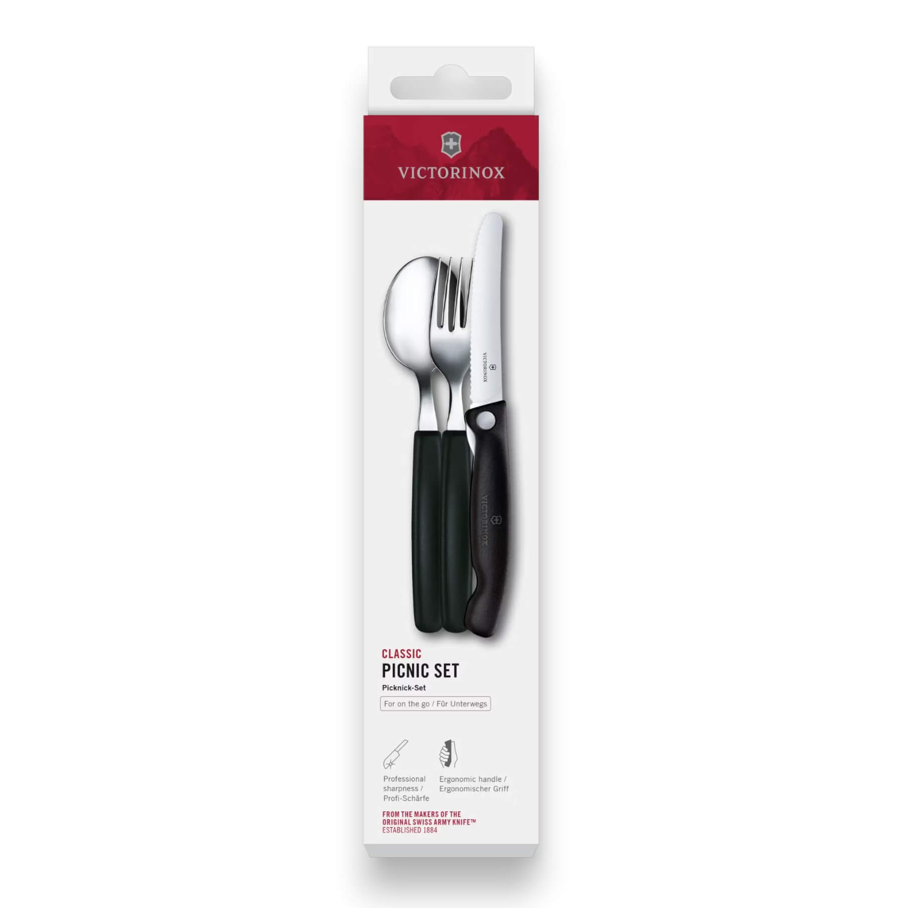 Ensemble de couverts de camping Victorinox, noir, 3 pièces