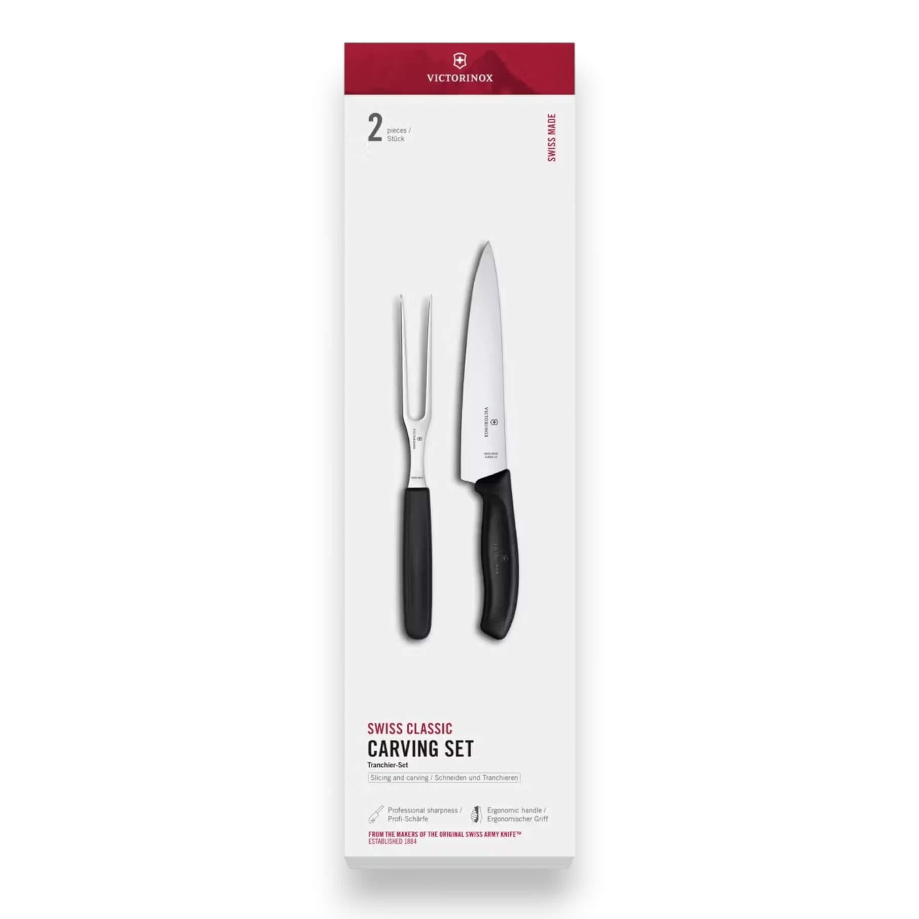 Set para trinchar Victorinox con cuchillo y tenedor color negro