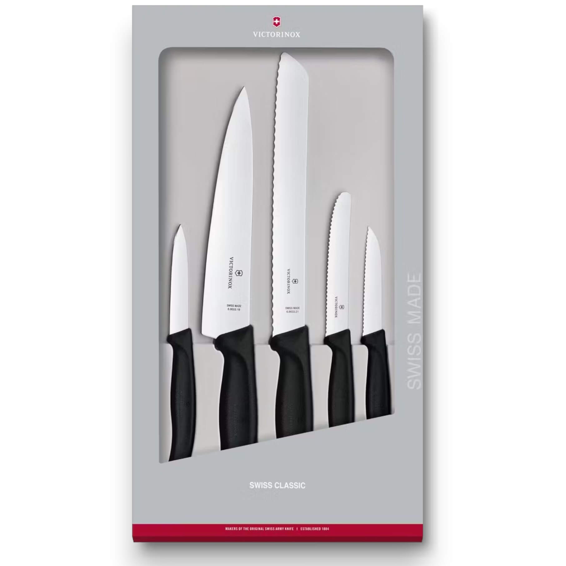 Set de cuchillos de cocina 5 piezas Victorinox Classic color negr...