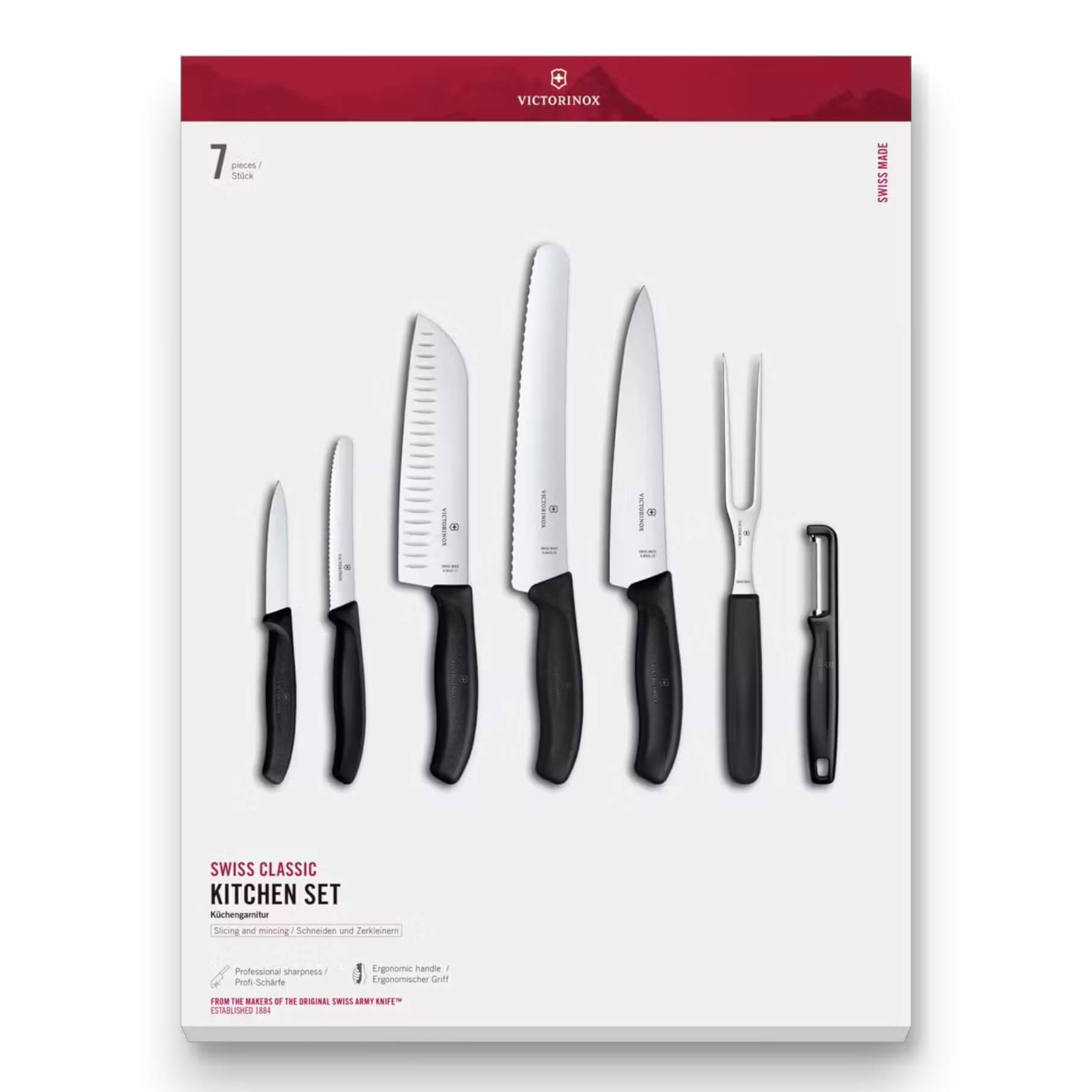 Set de cuchillos de cocina 7 piezas Victorinox Classic color negr...