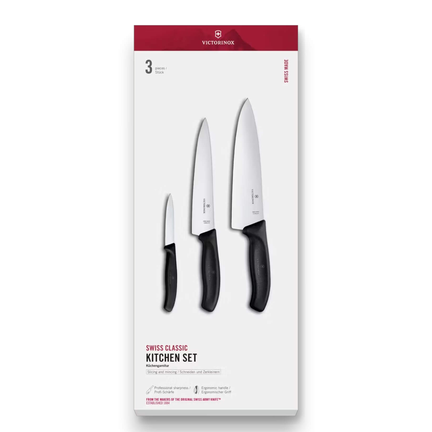 Set de cuchillos de cocina 3 piezas Victorinox Classic color negr...