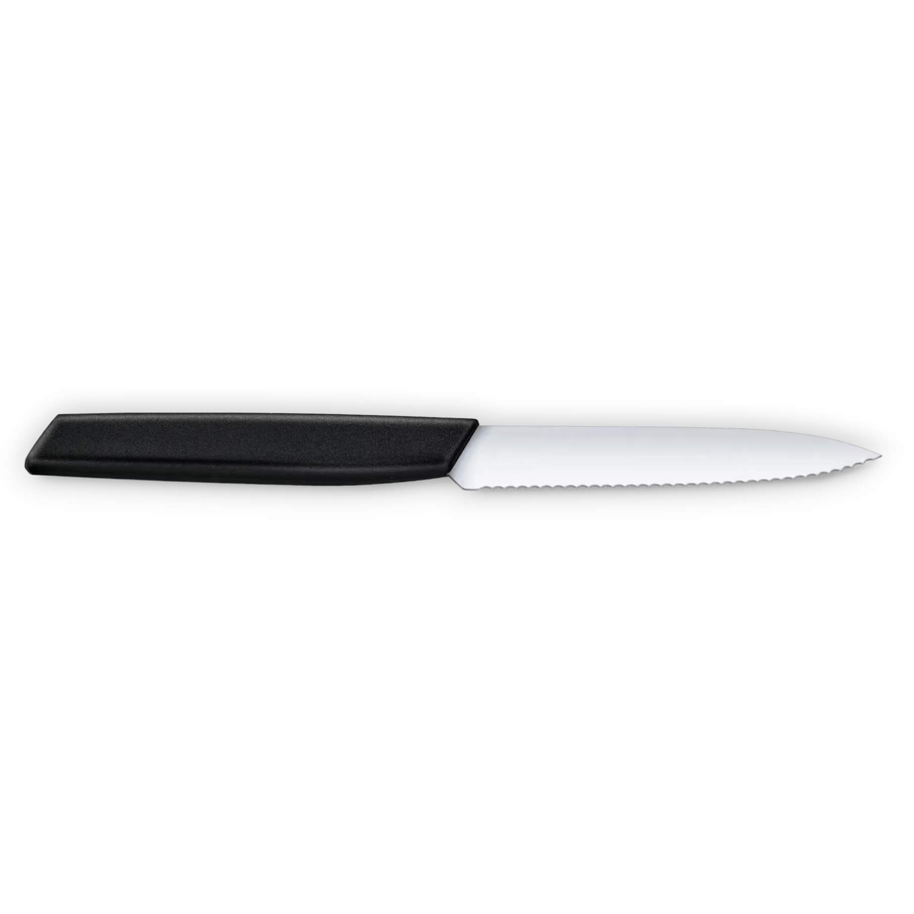 Victorinox Swiss Modern vegetable knife with serrated edge and black handle