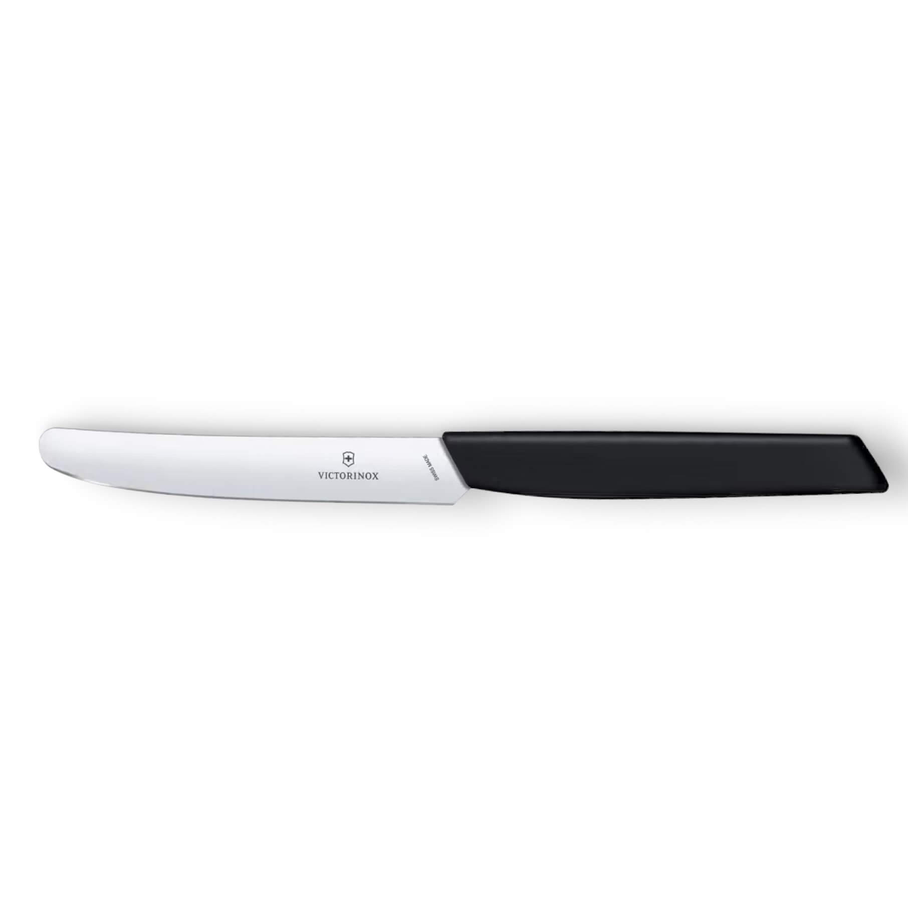 Cuchillo para tomate y mesa Victorinox Swiss Modern con hoja de 11 cm con punta redonda y mango negro