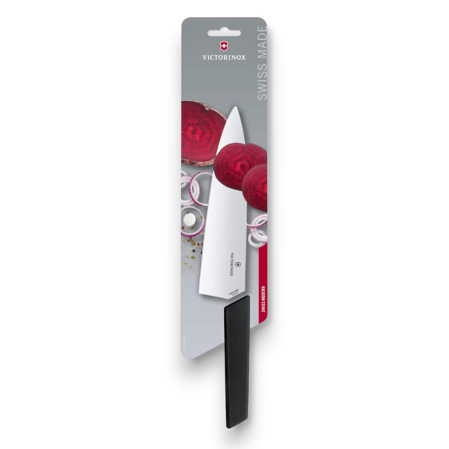 Cuchillo para chef Victorinox Swiss Modern con hoja ancha de 20 cm de filo liso y mango negro