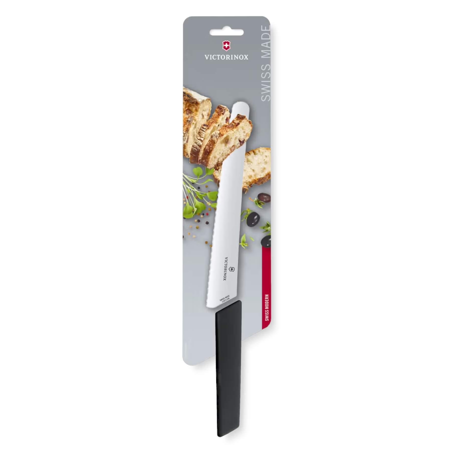 Cuchillo para pan y pastelería Victorinox Swiss Modern con hoja dentada de 22 cm y mango negro