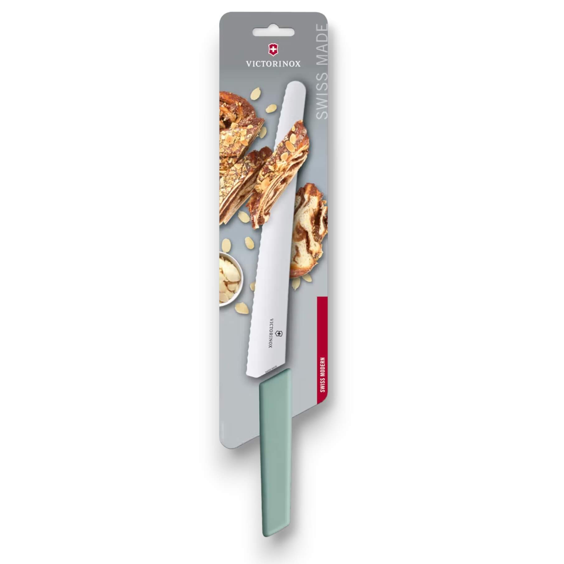 Cuchillo para pan y pastelería Victorinox Swiss Modern con hoja dentada de 26 cm y mango aqua